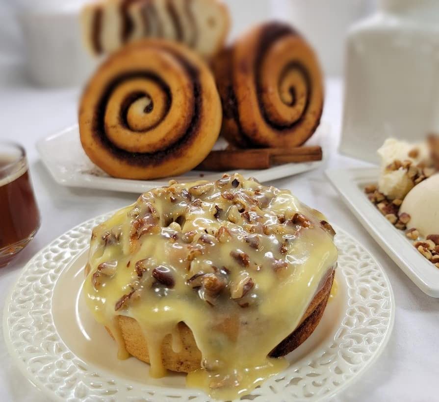 Gourmet Butter Pecan Cinnamon Rolls - Pack of 12 (6 oz Each) | Fresh Baked Breakfast Pastries for Holidays, Brunch & Family Gatherings