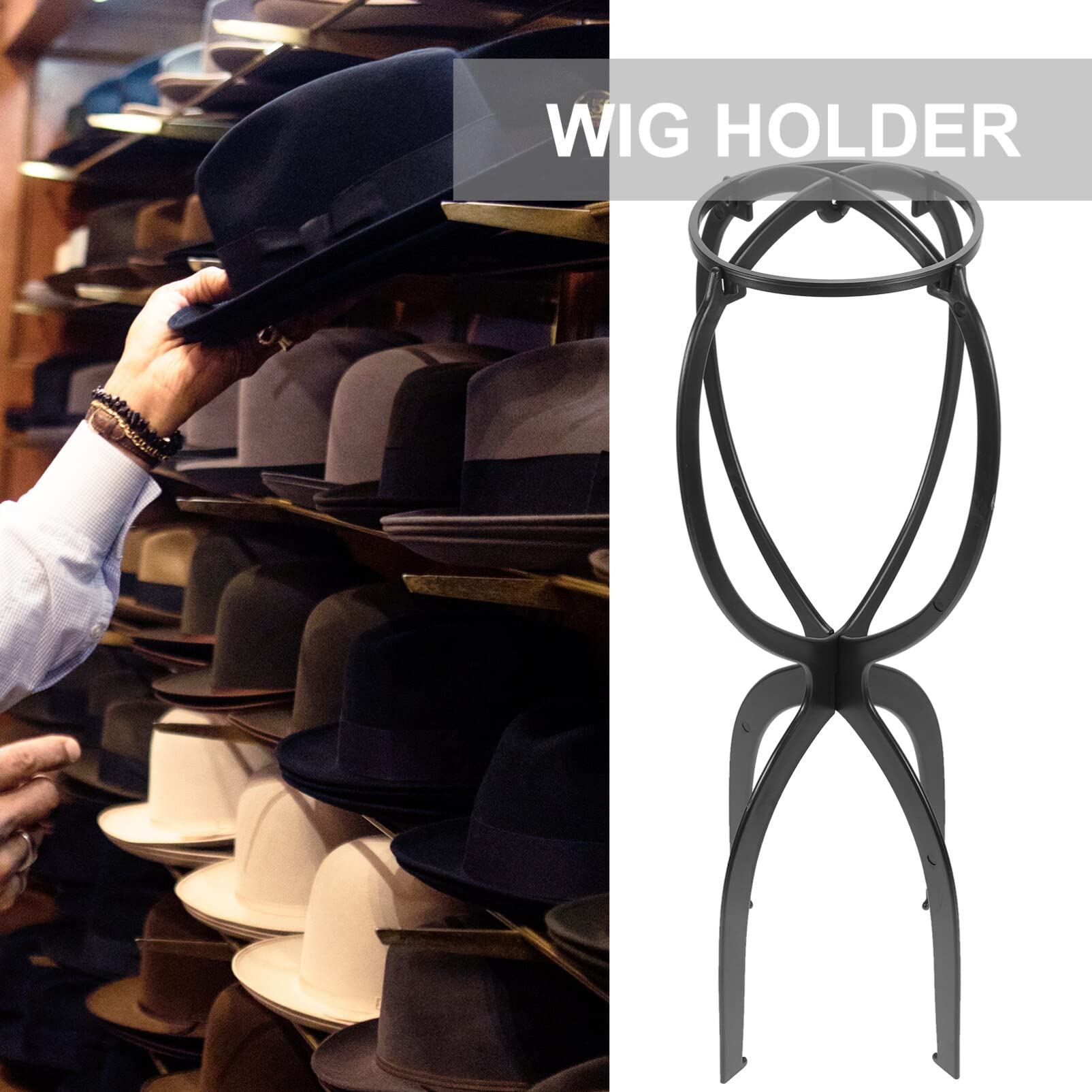 EXCLUZO Plastic Wig Display Stand - Adjustable Wig Holder for Salon, Store & Home Use - Perfect for Hat, Wig & Hairpiece Showcase on Desktop or Countertop