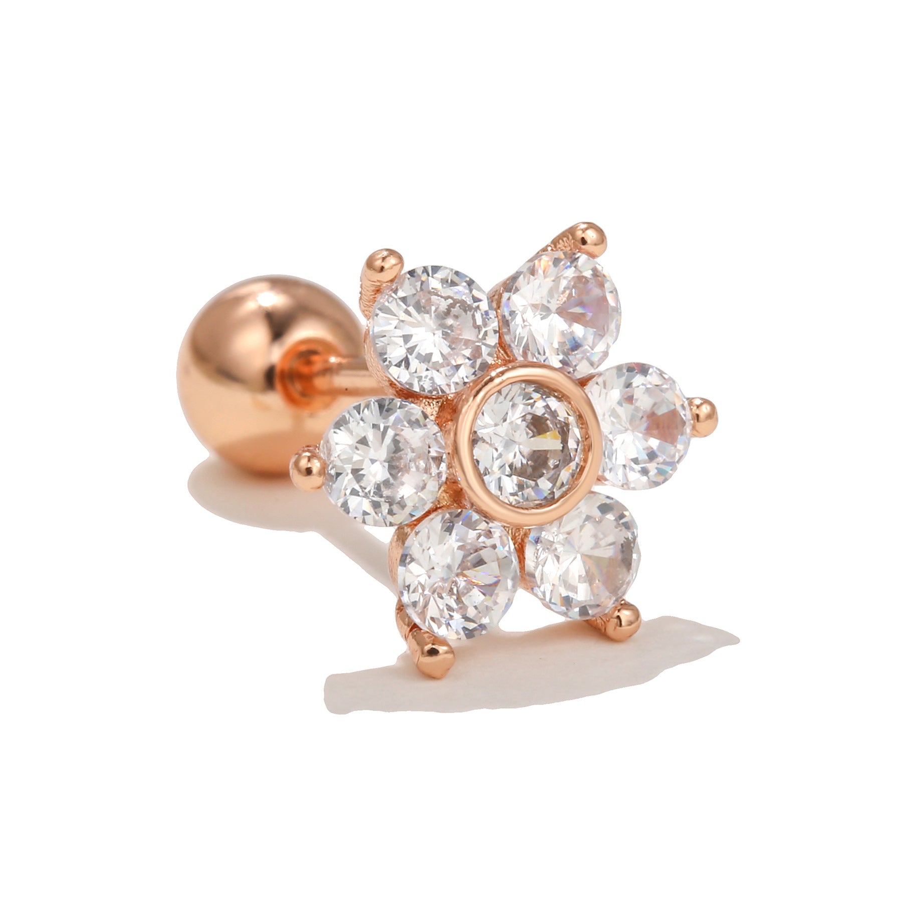 20G Cartilage Flower Stud Earrings, CZ Conch Stud Earrings, Dainty Gold Stud Earrings for Women | EGD0532 | Perfect for Everyday Wear, Parties & Gifts