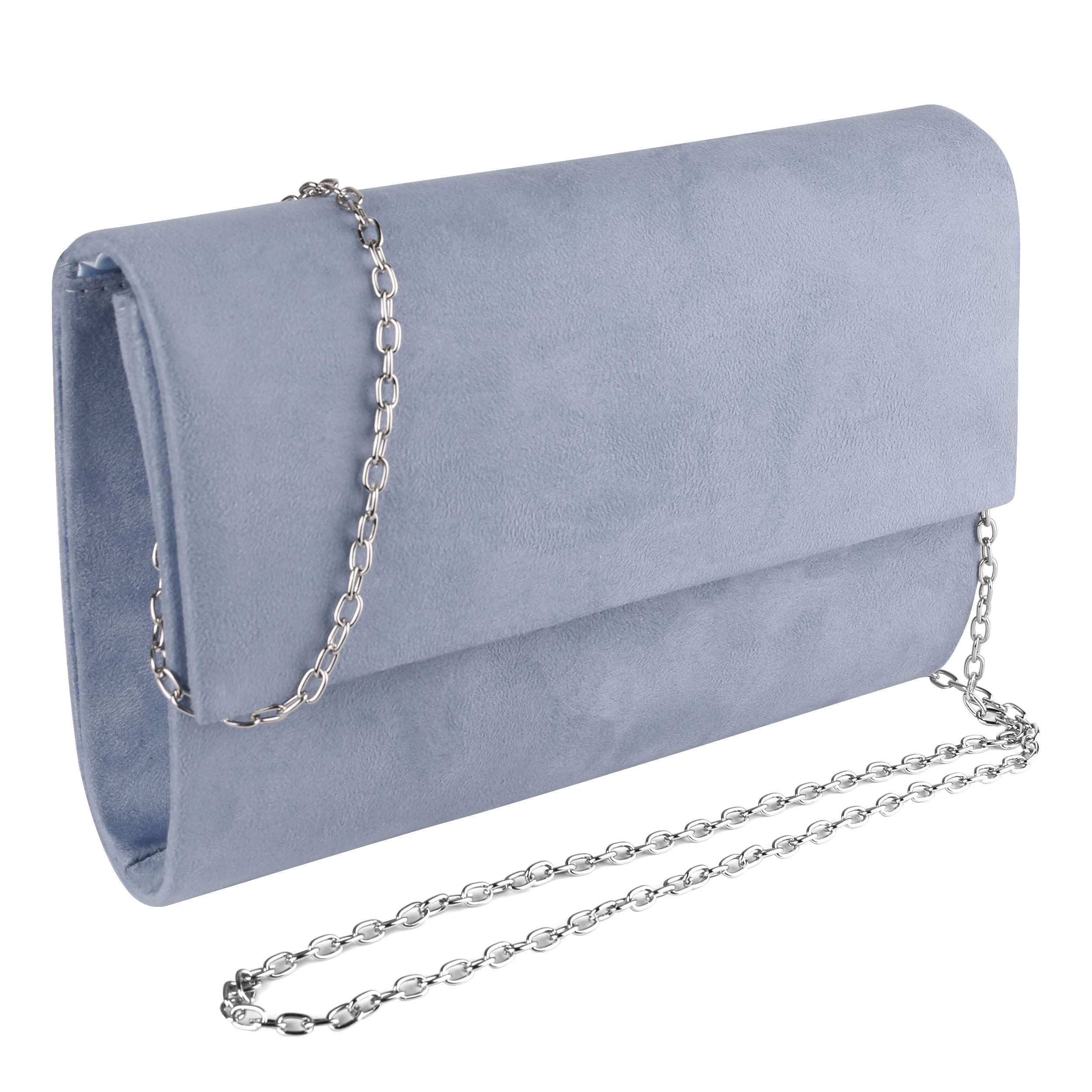 Elegant Women's Suede Evening Clutch Purse with Chain Strap - Perfect for Prom Night, Bridal Wedding & Formal Events