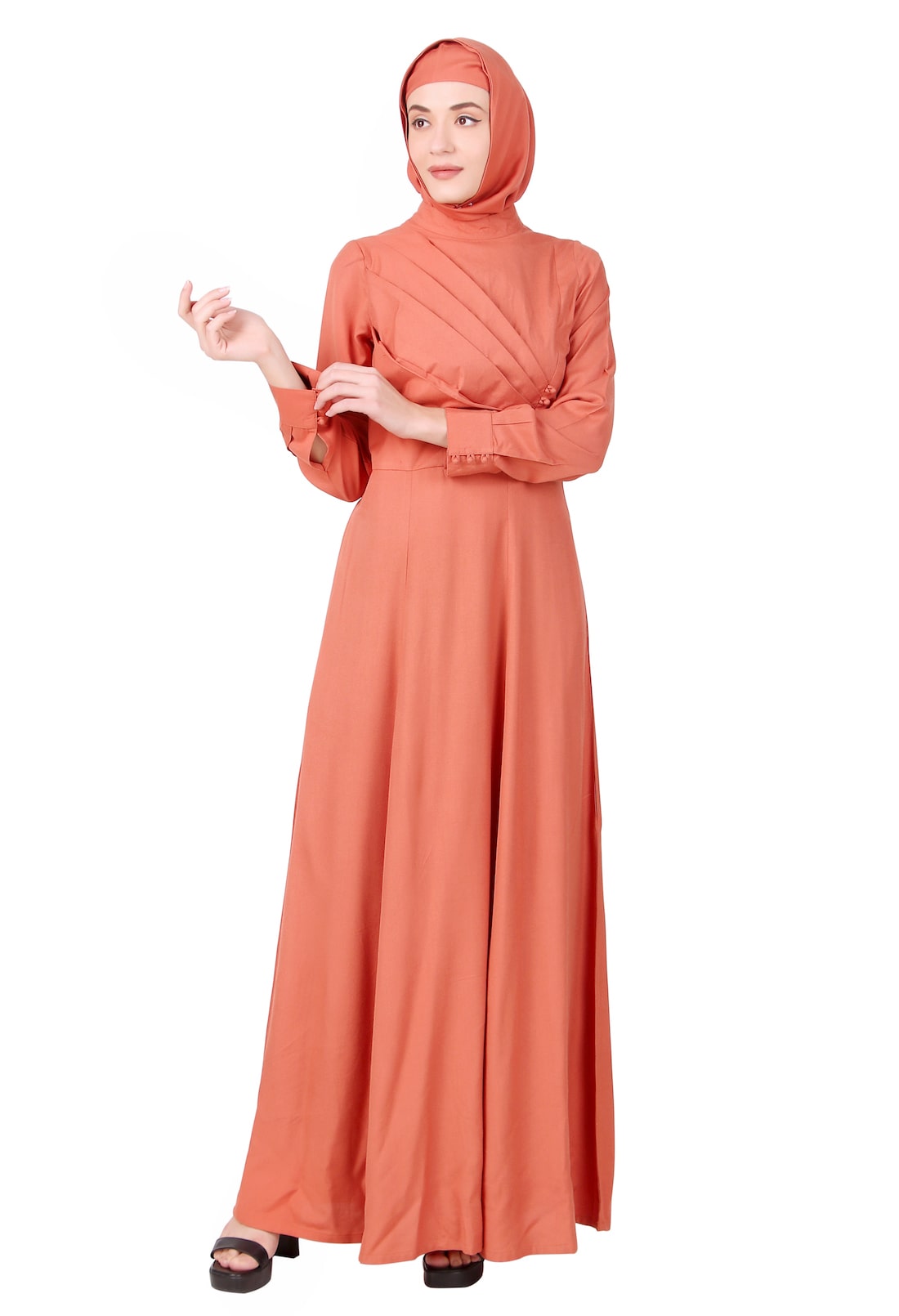 Stylish Angrakha Inspired Mandarin Collar Rayon Abaya for Women - Perfect for Eid, Ramadan, and Special Occasions