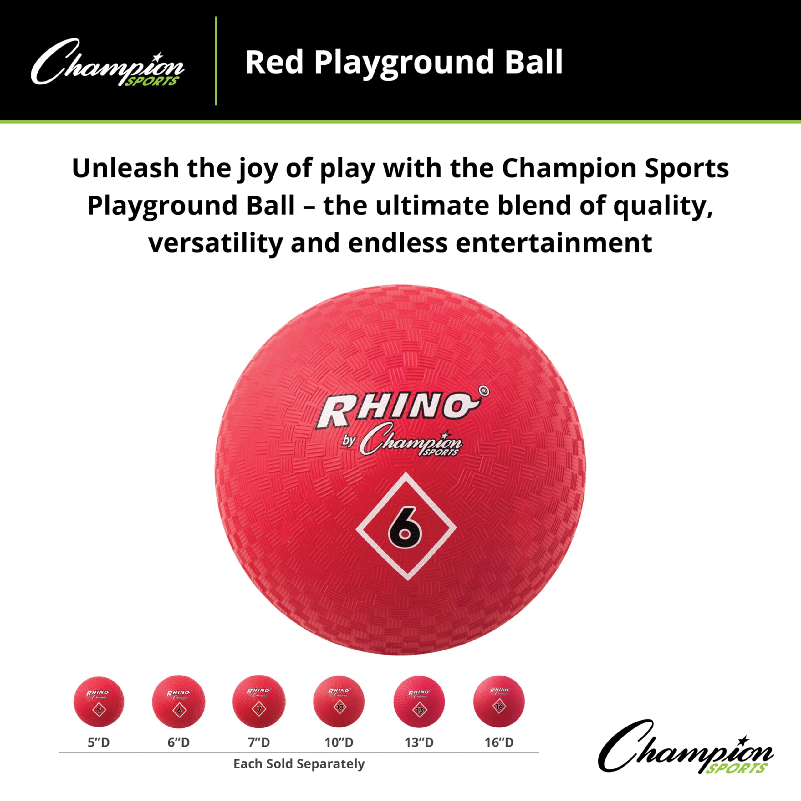 Champion Sports Playground Ball - Official Size & Weight for Kids & Adults - Durable Rubber Kickball for School, Gym Class & Outdoor Games - Perfect for Dodgeball, Kickball & Recess Activities