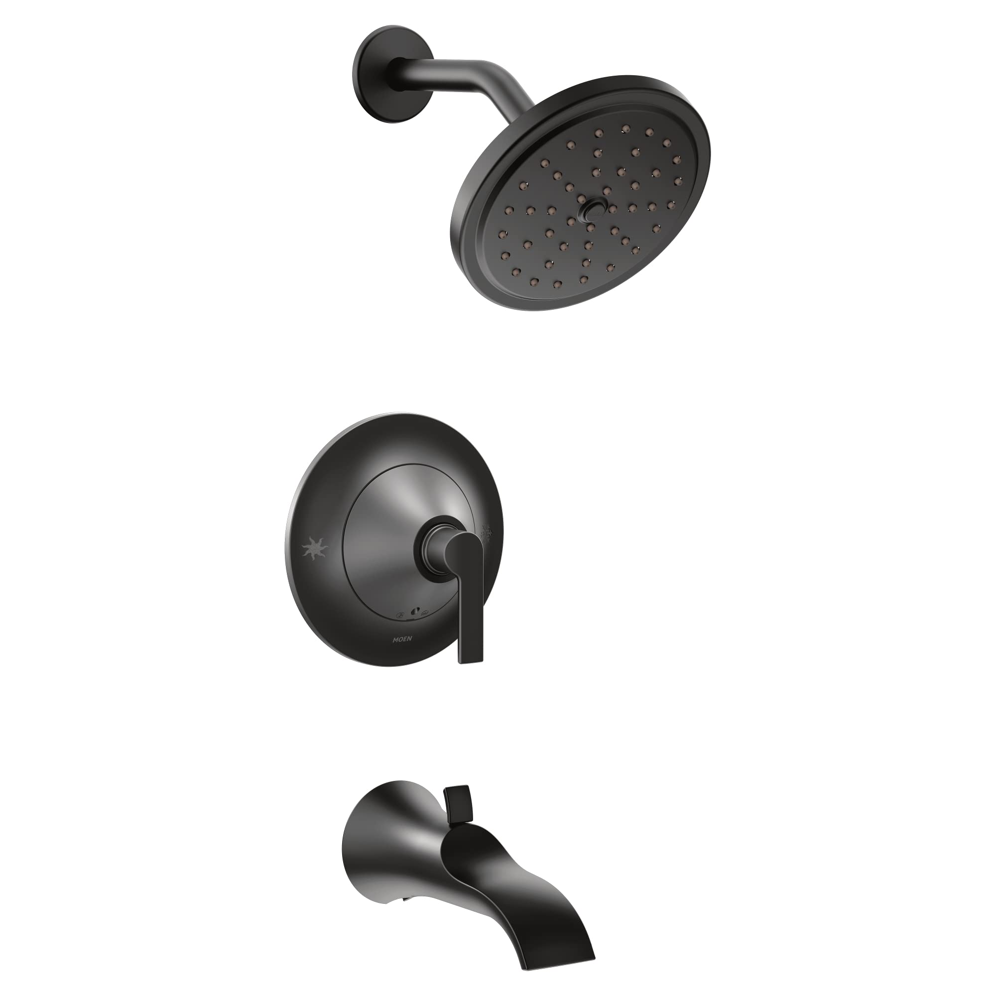 Moen TS2203BL Posi-Temp Pressure Balancing Tub and Shower Trim Kit - Matte Black Shower Head, Handle & Bathtub Spout Set for Bathroom Remodel | Shower Lever Handle & Valve Required | Perfect for Modern Home Bathrooms & Spa-Like Shower Experience