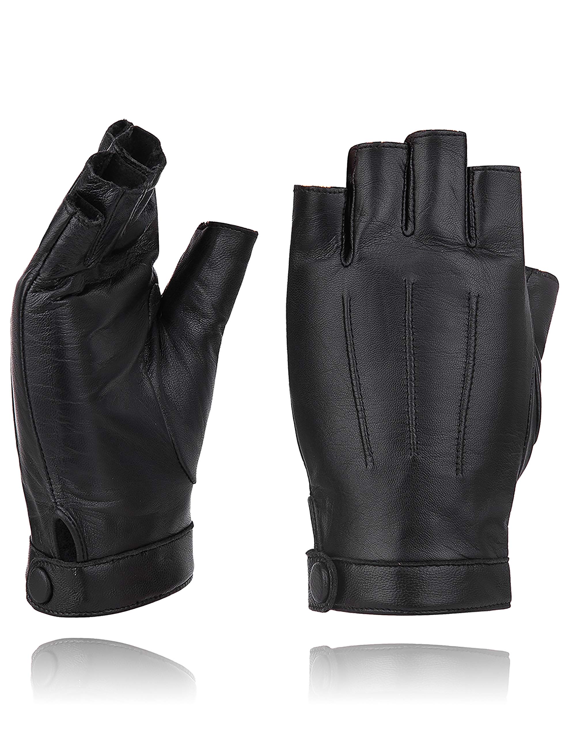 YISEVEN Women's Classic Sheepskin Leather Fingerless Gloves - Warm Winter Driving Gloves for Outdoor Activities, Cycling, and Fashion Accessories