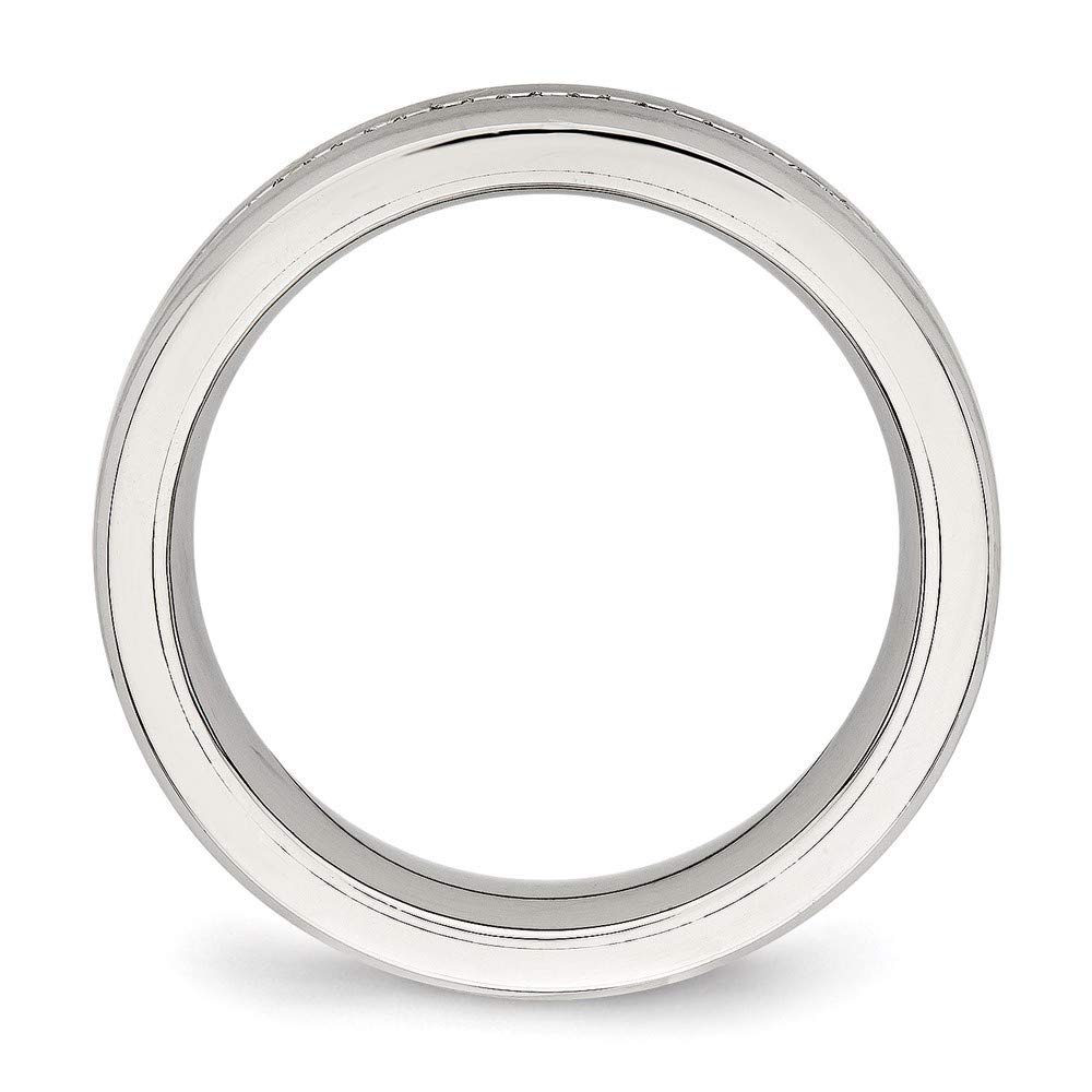 Stainless Steel Brushed & Polished Cubic Zirconia Ring for Women - Elegant Fine Jewelry Gift for Her (Size 5) - Perfect for Anniversary, Birthday & Special Occasions