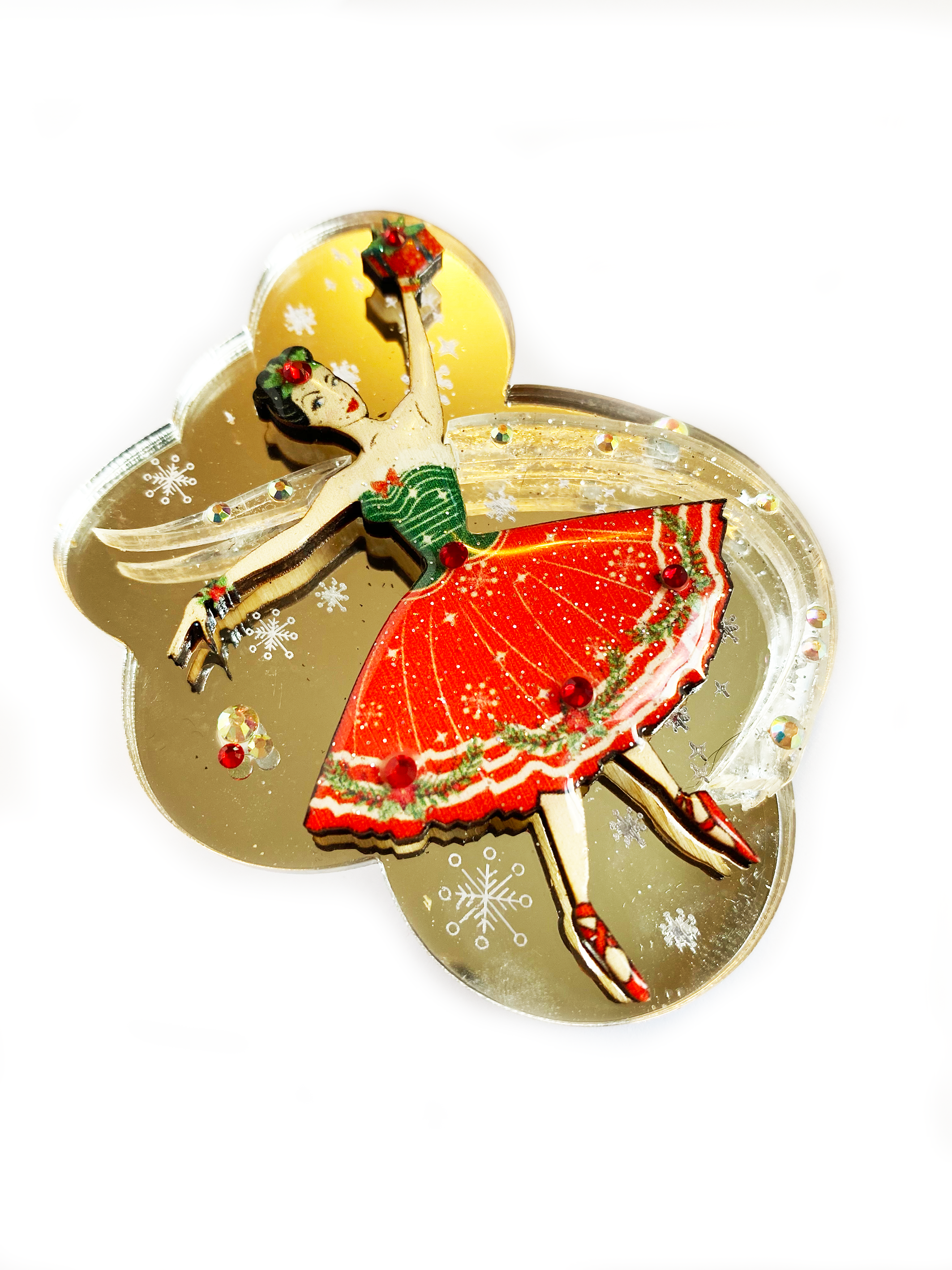 Elegant Ballerina Christmas Brooch by Rosie Rose Parker - Perfect for Holiday Gifts, Festive Attire & Christmas Tree Decorations