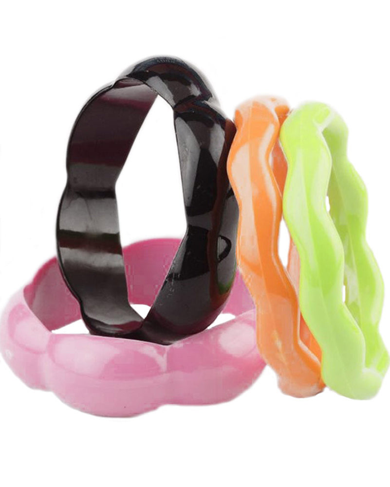 Vintage 80s Style Deluxe Bangle Bracelet Set - 5 Piece Retro Chunky Cuff Jewelry for Women | Perfect for Parties, Concerts & 80s Theme Events