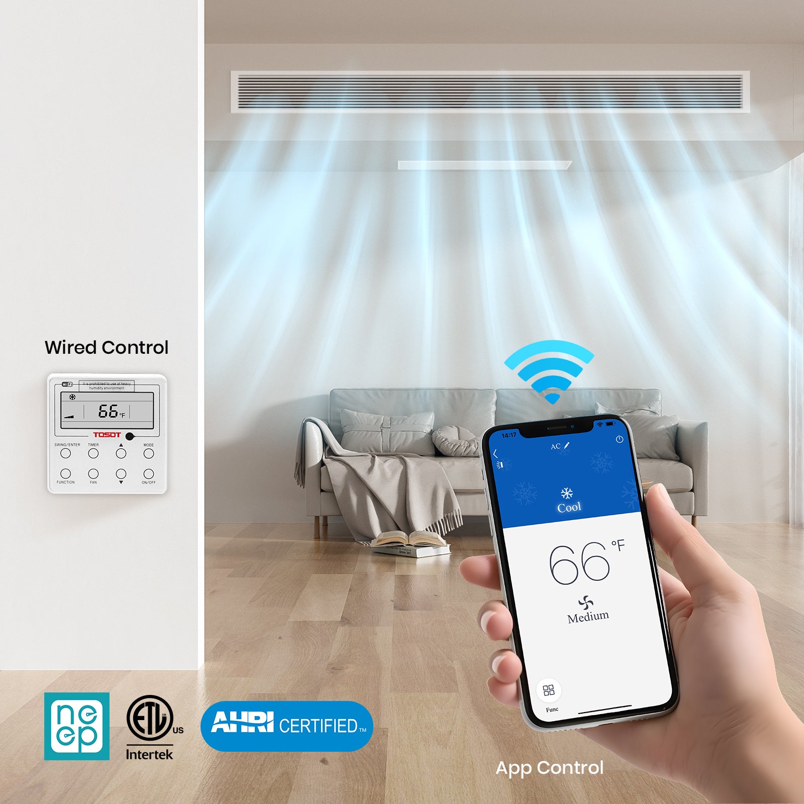 34,000 BTU Ducted Mini Split Air Conditioner - High Efficiency HVAC System for Home & Office Cooling | Perfect for Large Rooms, Garages, and Commercial Spaces
