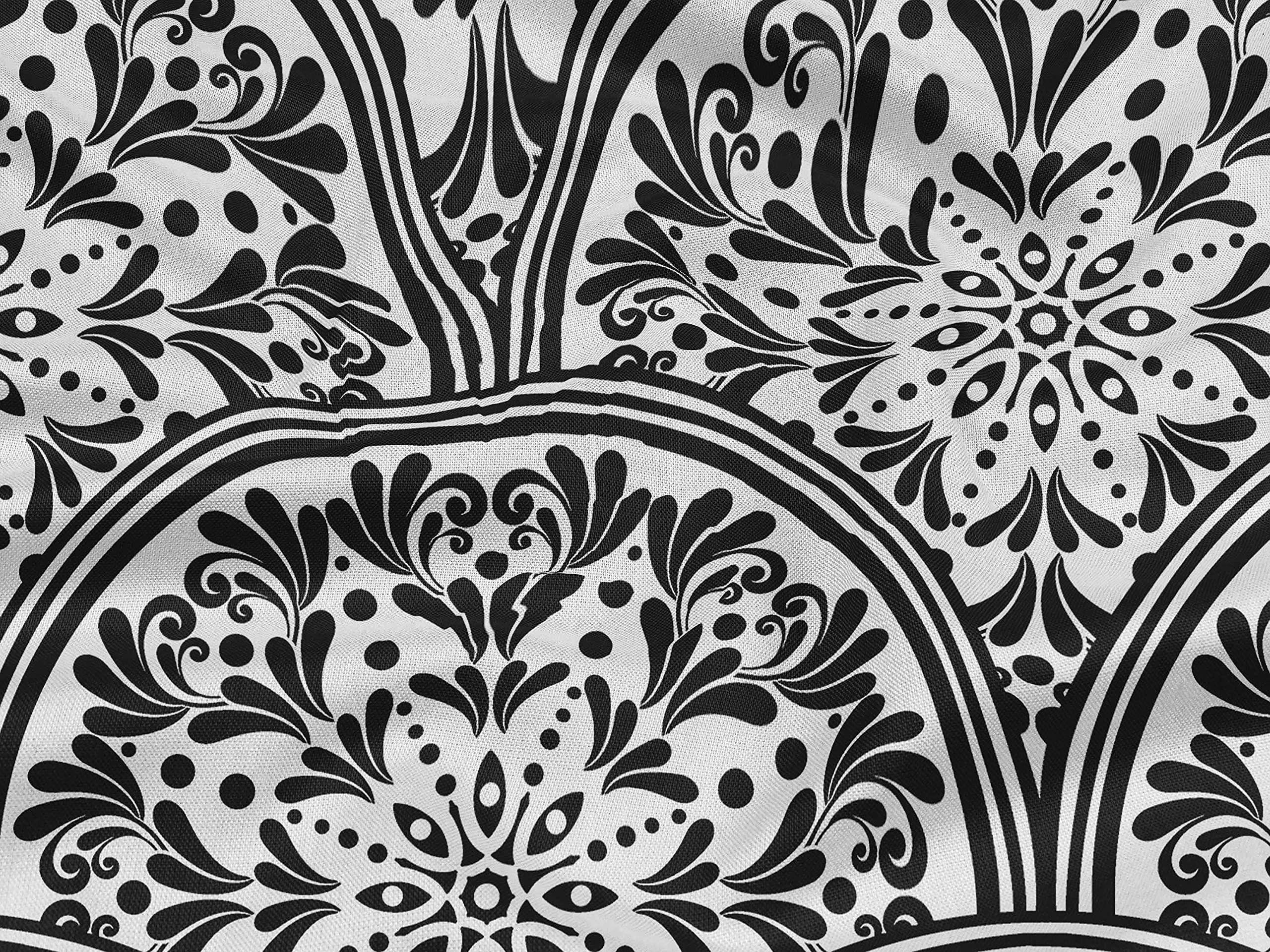 oneOone Rayon Black Floral Printed Fabric by The Yard - 56 Inch Wide for DIY Clothing, Dresses, Skirts & Home Decor Sewing Supplies | Soft & Lightweight Material