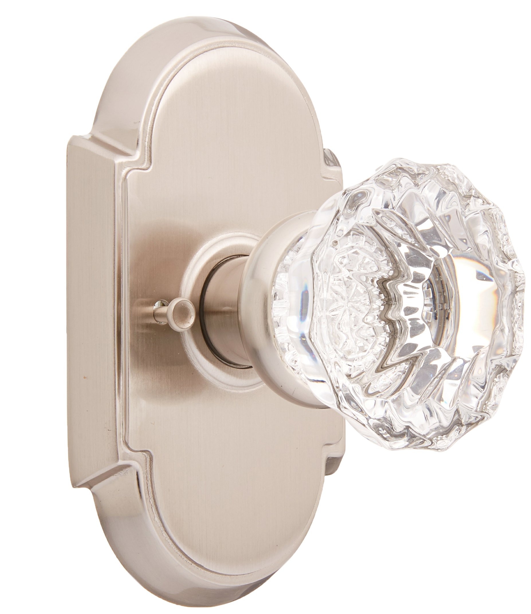 Arched Rosette Set with Fluted Crystal Knobs - Satin Nickel Door Hardware for Enhanced Privacy | Perfect for Bedroom, Bathroom & Closet Doors
