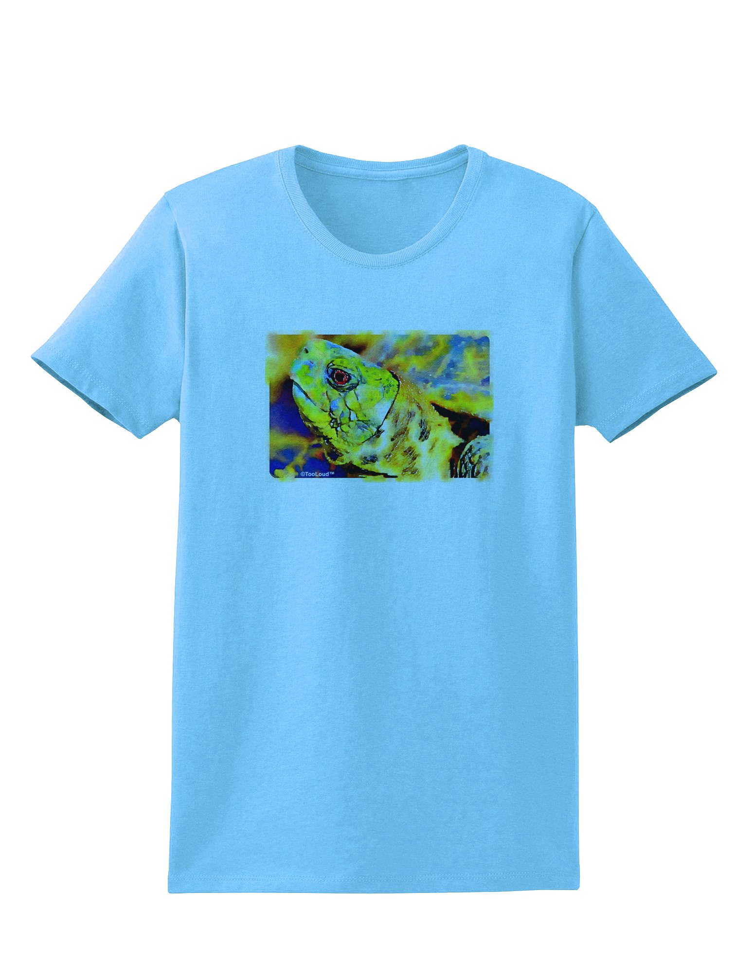 TooLoud Menacing Turtle Graphic Womens T-Shirt | Cute Watercolor Animal Print Tee | Casual Streetwear & Summer Outfit Essential