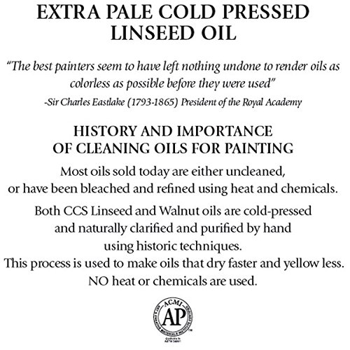 Chelsea Classical Studio Cold Pressed Extra Pale Linseed Oil Paint Medium - 32 oz Bottle, Naturally Clarified & De-Yellowed for Oil Painting - Perfect for Artists, Canvas Preparation & Fine Art Restoration