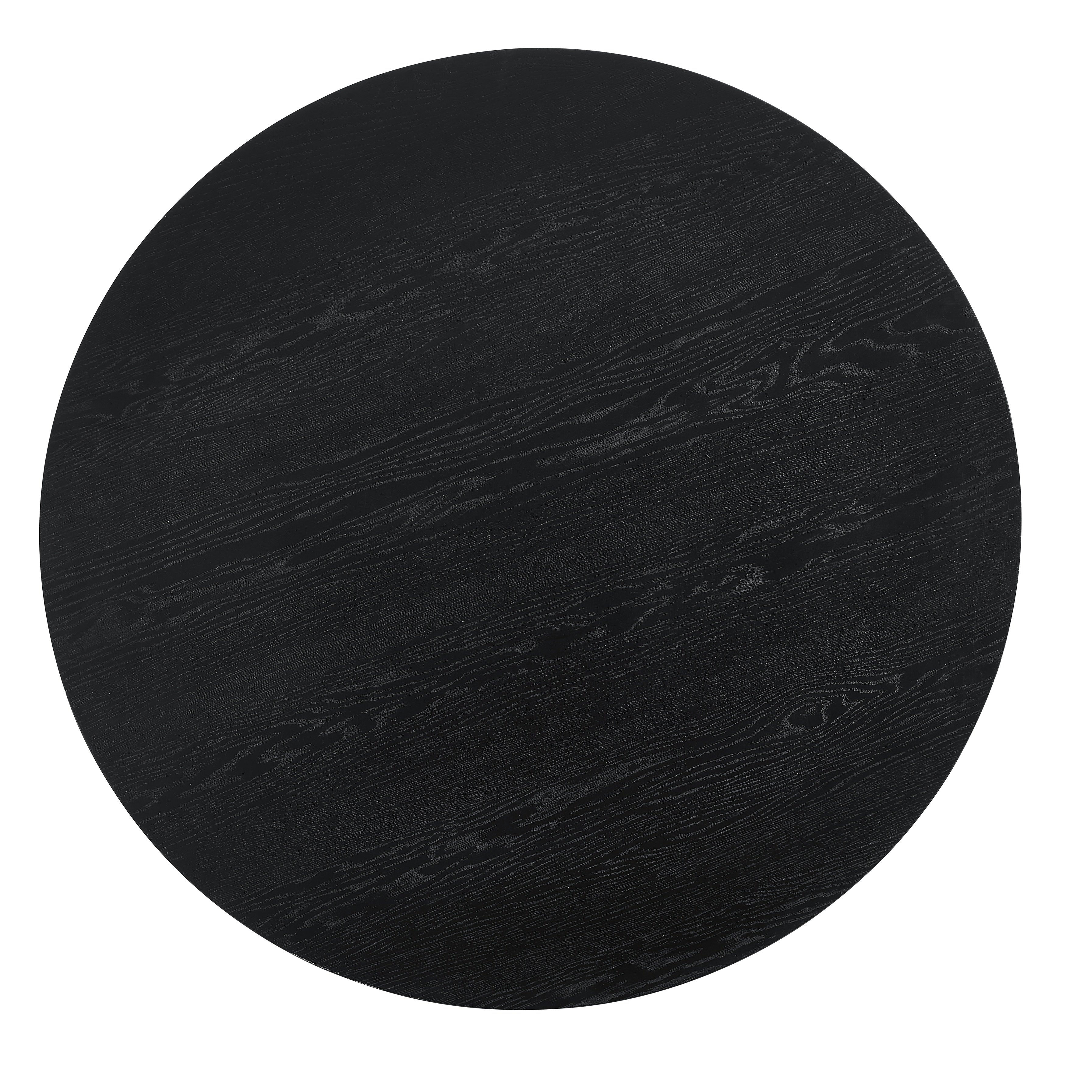 Roundhill Furniture Henriet 48-Inch Pedestal Base Round Dining Table in Black - Perfect for Small Space Dining Rooms, Breakfast Nooks & Kitchen Tables