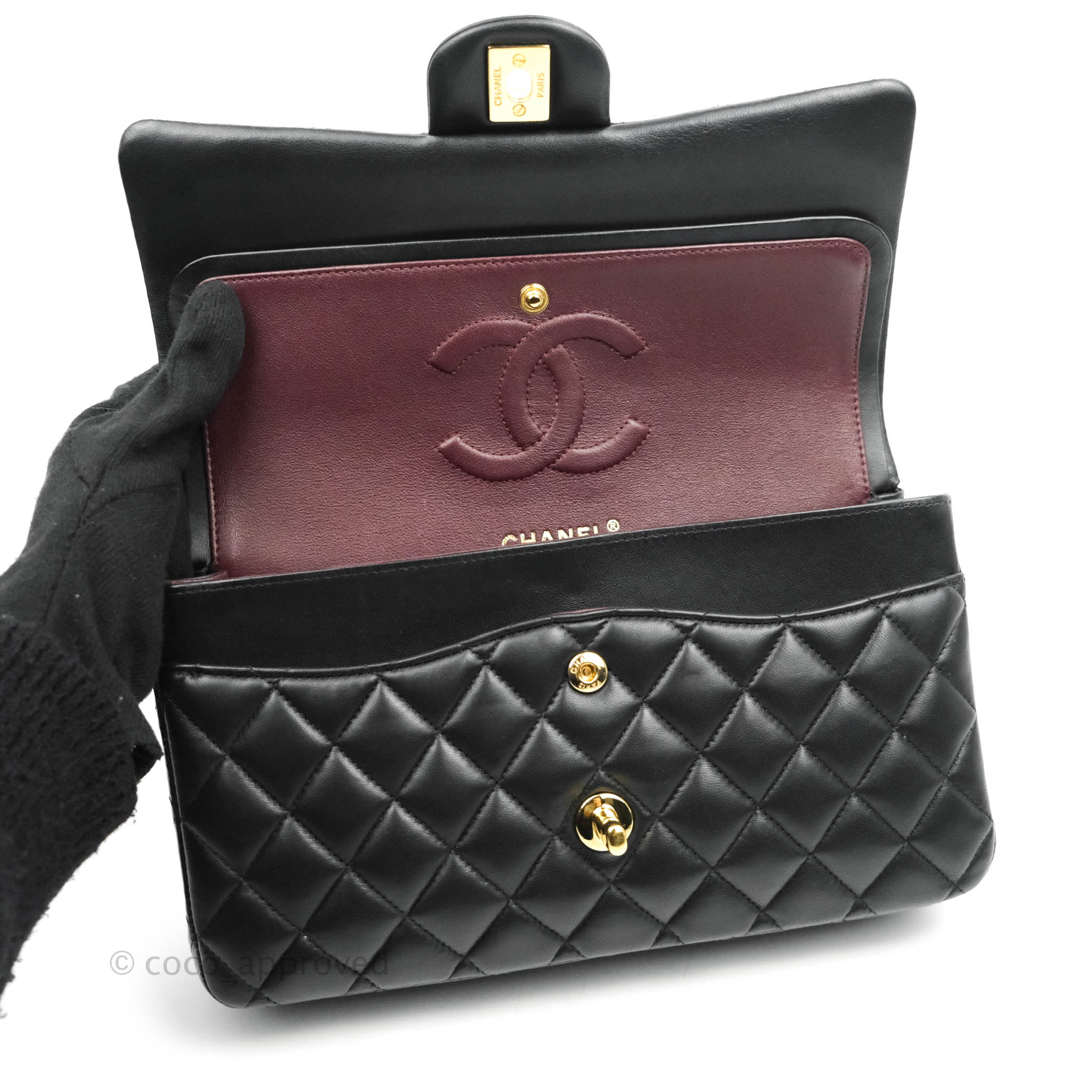 Chanel Classic Medium/Large Flap Bag - Black Lambskin Leather with Gold Hardware | Luxury Handbag for Women, Perfect for Evening Events & Special Occasions