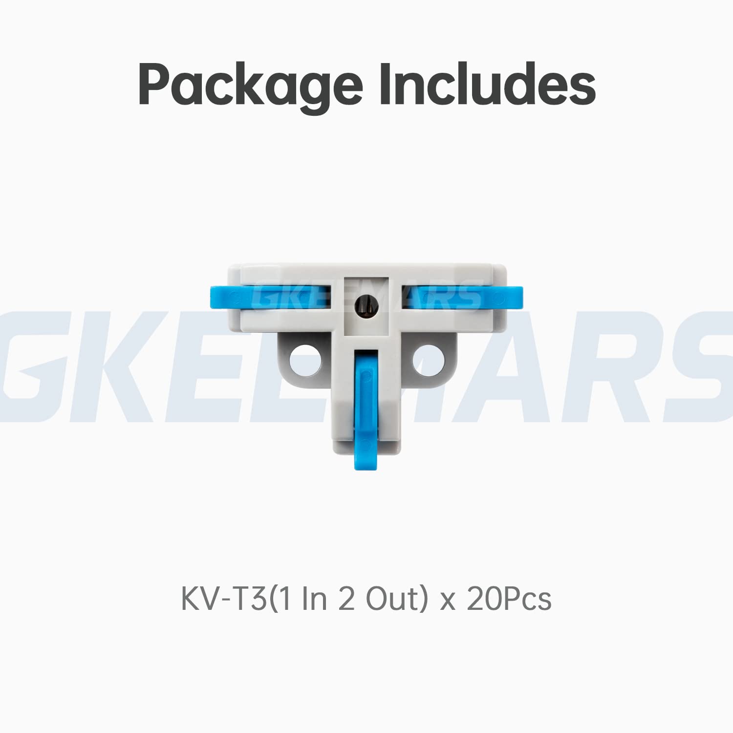 GKEEMARS 20Pcs 3 Way T Tap Wire Connectors - Quick Splice Push-in Electrical Connectors for AWG 24-12 Gauge Wires (Blue) - Ideal for Automotive, Home Wiring & DIY Electrical Projects