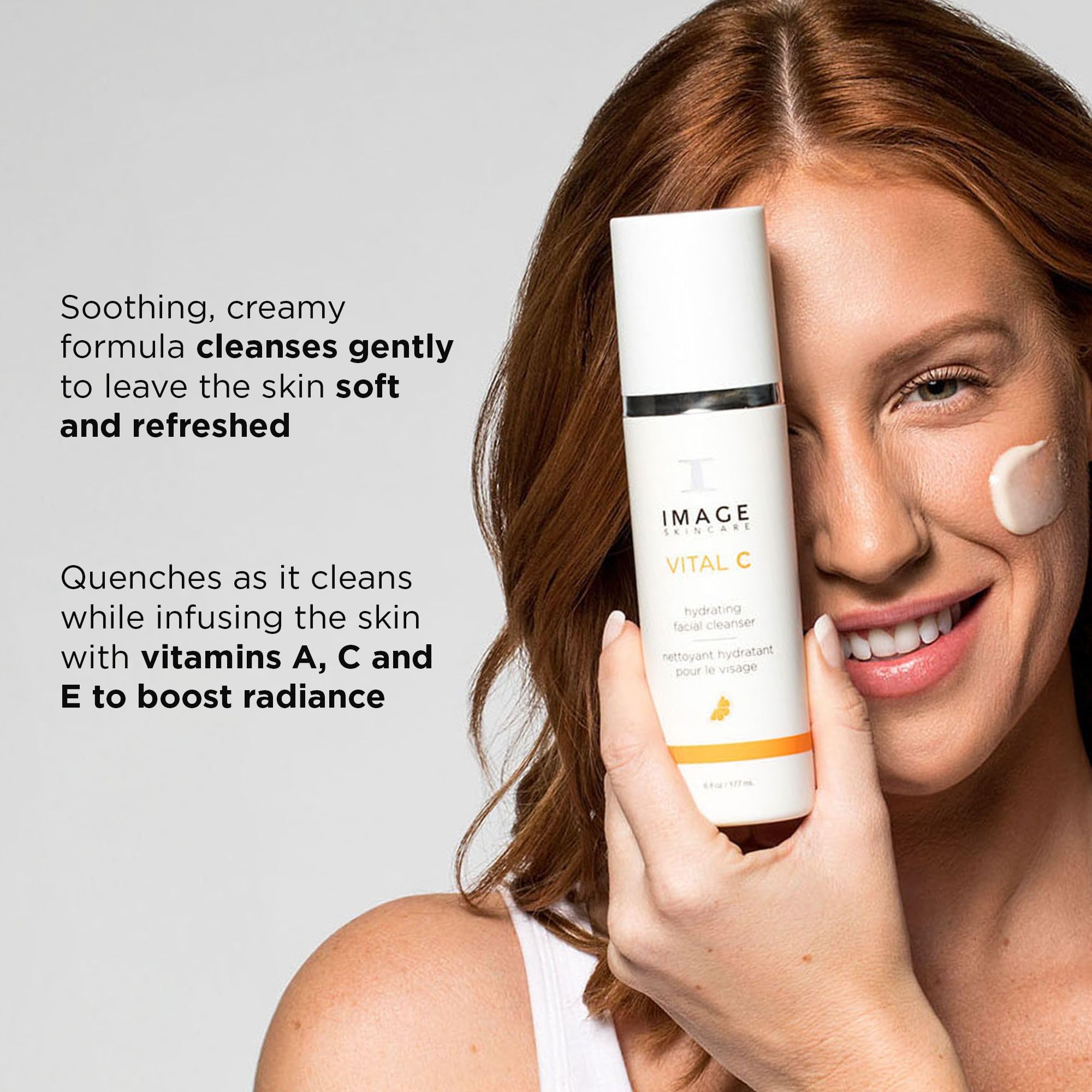 IMAGE Skincare VITAL C Hydrating Facial Cleanser - Vitamin C, E & A Enriched Gentle Face Wash for Dry & Sensitive Skin | Daily Hydration & Brightening Skincare Routine