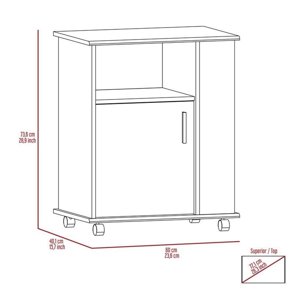 Tuhome White 5-Shelf Kitchen Pantry Cart with 1 Door & Caster Wheels, 28.97