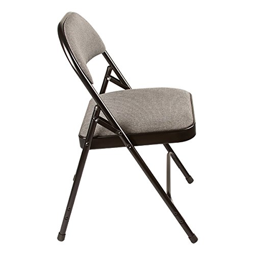 Norwood Commercial Folding Chair 6600 Series - Gray Fabric Upholstered Seat & Back - Set of 4 Stackable Chairs for Events, Weddings, Banquets & Office Meetings - NOR-SRO593-FBK-SO