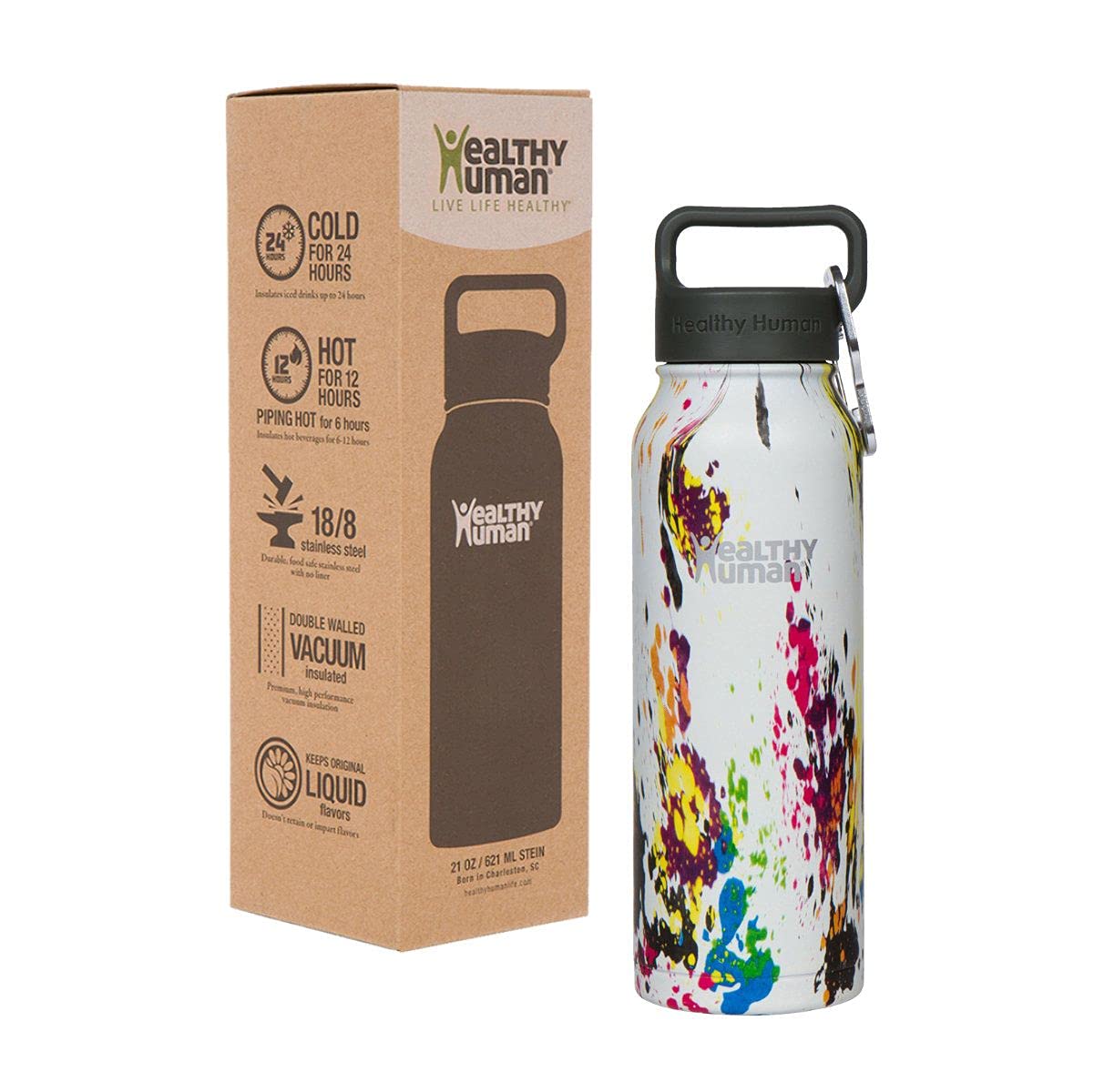 Healthy Human BPA Free Stainless Steel Insulated Water Bottle - Perfect for Sports, Travel, and Outdoor Adventures