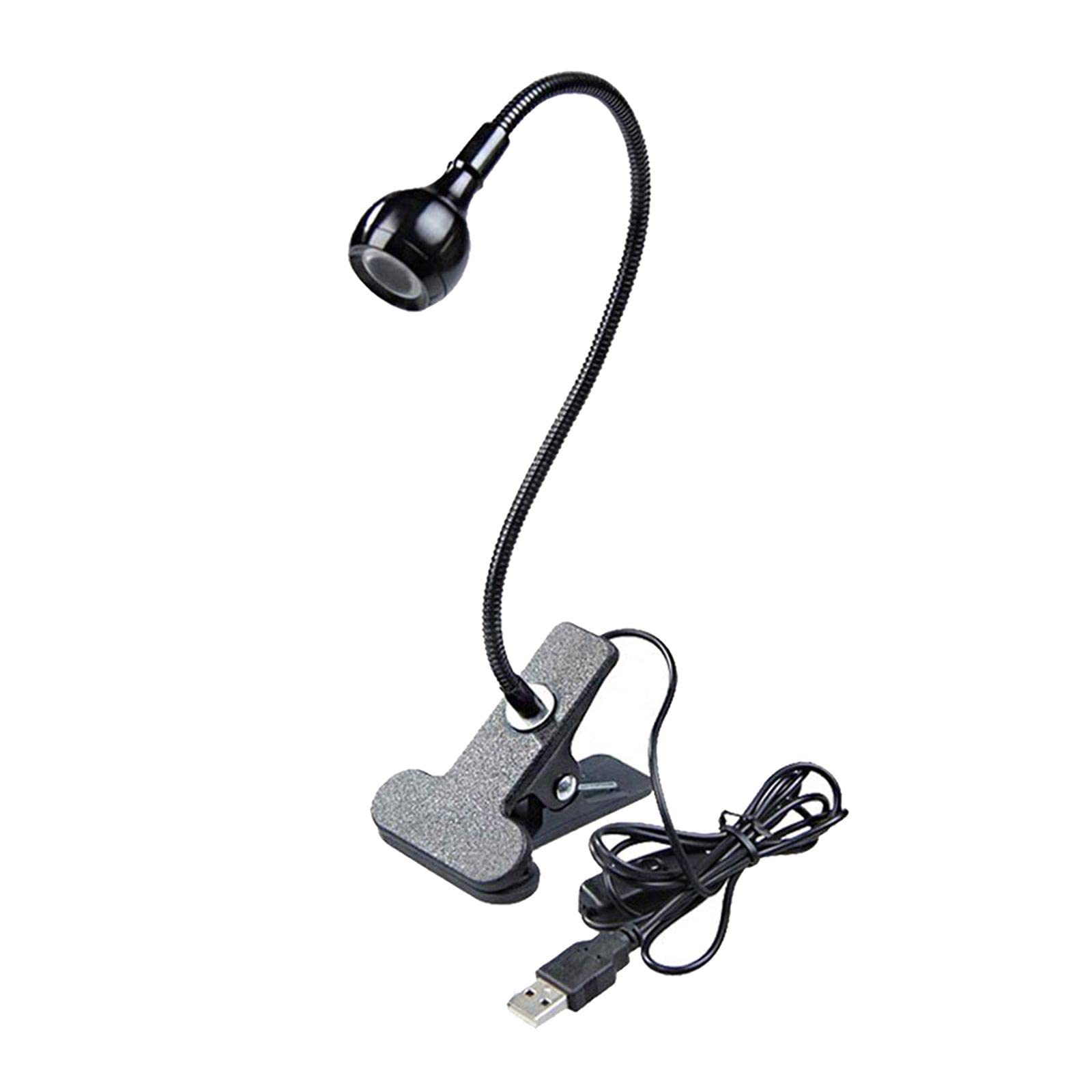 MagiDeal Clip On LED Reading Light with 4 Brightness Levels, USB Powered Flexible Gooseneck Desk Lamp - Eye Protection Book Light for Bed Headboard, Study, Office & Night Reading (Black/White)
