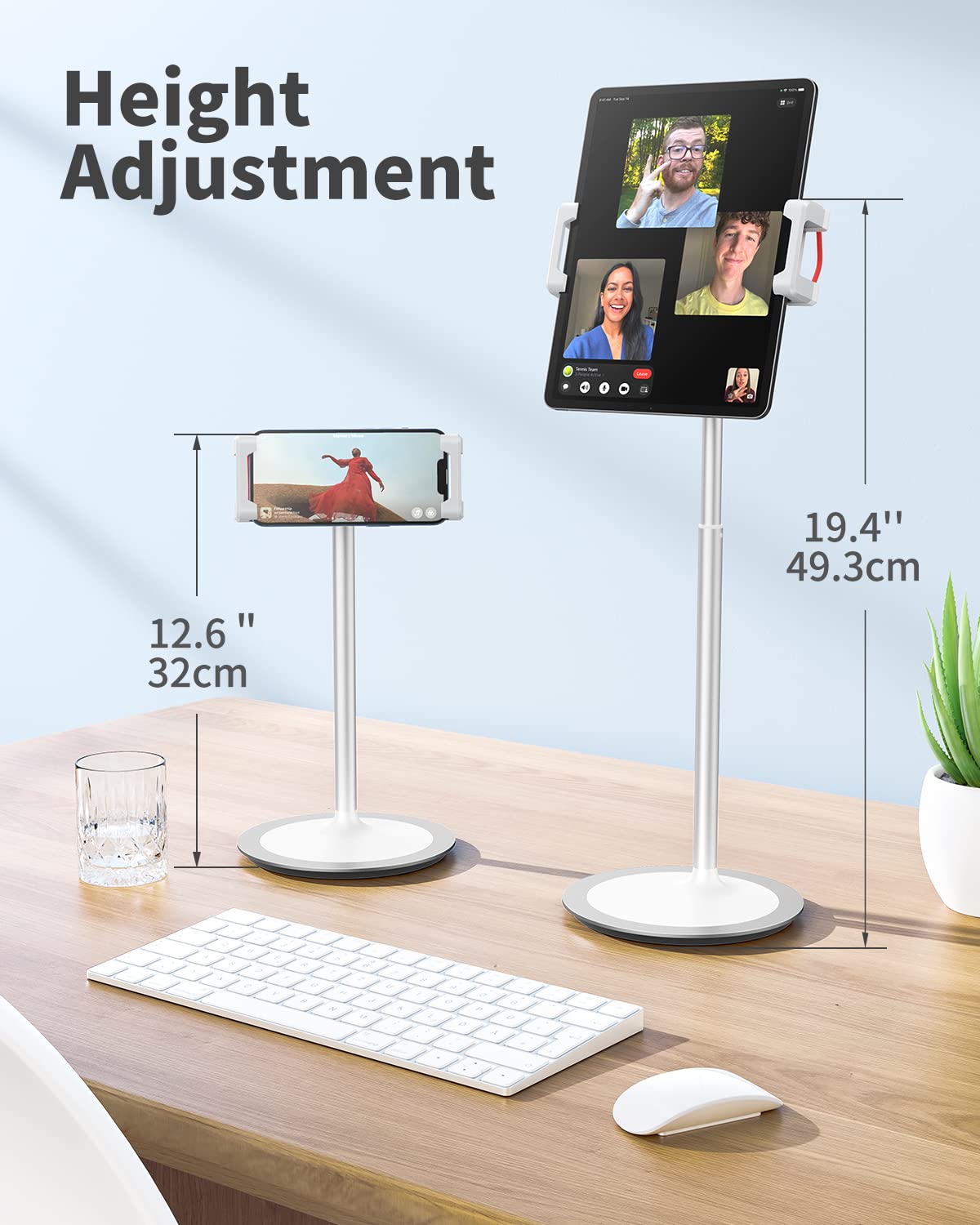 SAIJI Adjustable Gooseneck Phone & Tablet Stand Holder for Bed, Desk, Office - Perfect for Hands-Free Viewing, Reading, and Video Calls