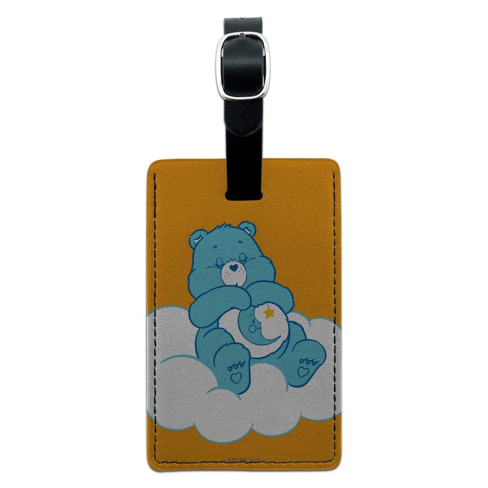 Care Bears Bedtime Bear Rectangle Leather Luggage Tag - Durable Suitcase ID Tag for Travel Bags, Carry-Ons & Backpacks - Perfect for Kids & Disney Fans (Airport, Cruise, School Trips)