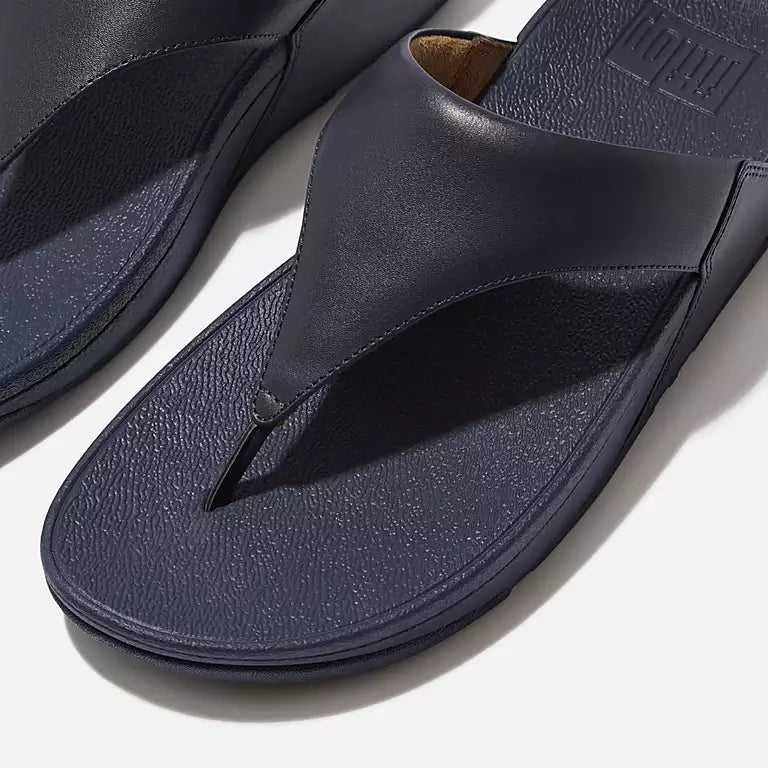 FitFlop Lulu Leather Sandals for Women - Comfortable Slide Sandals in Deepest Blue | Perfect for Beach, Vacation & Summer Walking