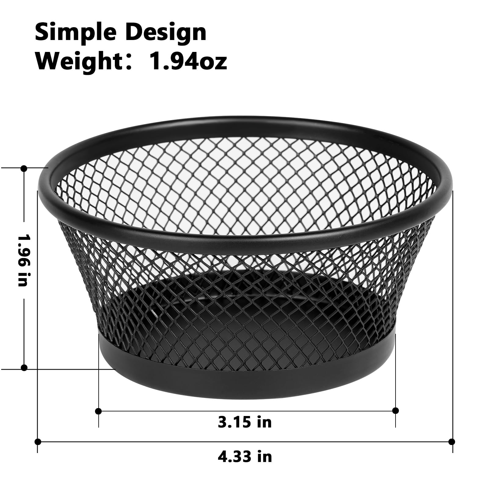 Metal Mesh Paper Clip Holder & Binder Clip Organizer - 4-Pack Black Desk Organizer for Office, School, Home - Perfect for Paperwork, Filing & Stationery Storage