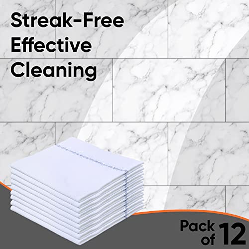 Premium White Squeegee Cloths for Cuban Mop & Israeli Spunja Cleaning - Microfiber Mop Towels for Kitchen, Bathroom, Tile, Stone & Wood Floors (12 Pack) - Perfect for Deep Cleaning, Window Wiping & Car Detailing