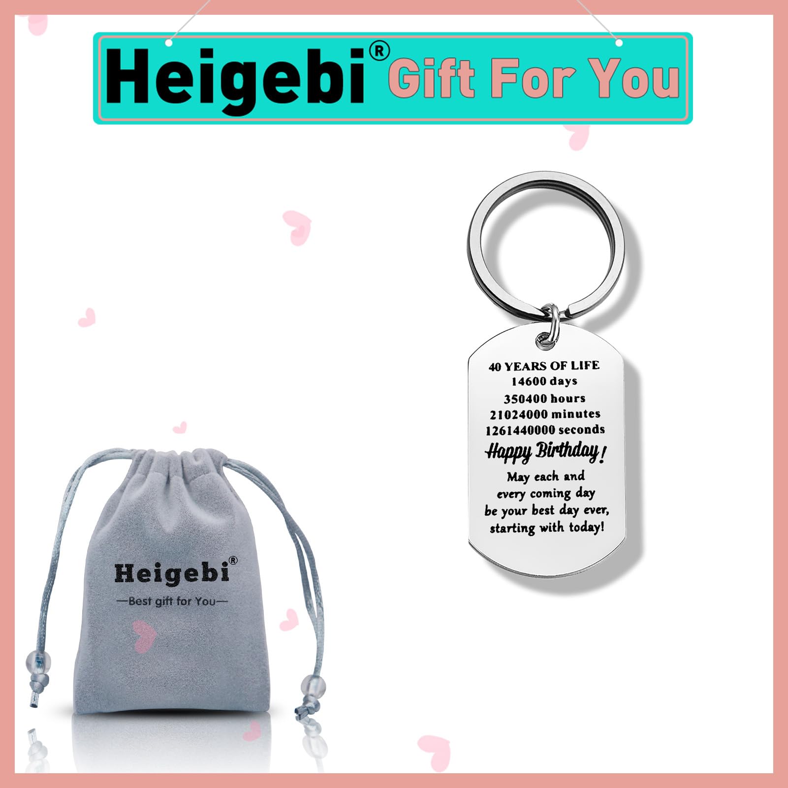 40th Birthday Keychain for Women & Men - Personalized Keepsake Gift for Him, Her, Mom, Dad, Daughter, Son & Best Friend | Thoughtful Birthday Jewelry Present for 40 Year Olds | Perfect for Celebrations, Anniversaries & Special Occasions