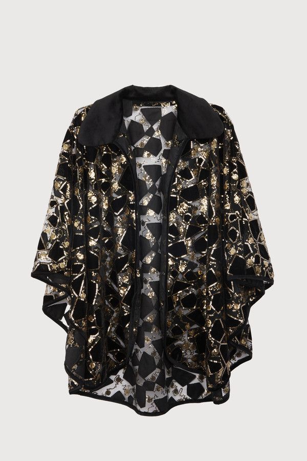 Elegant Velvet Sequin Collared Capelet Shawl for Women - Perfect for Evening Parties, Weddings & Holiday Events