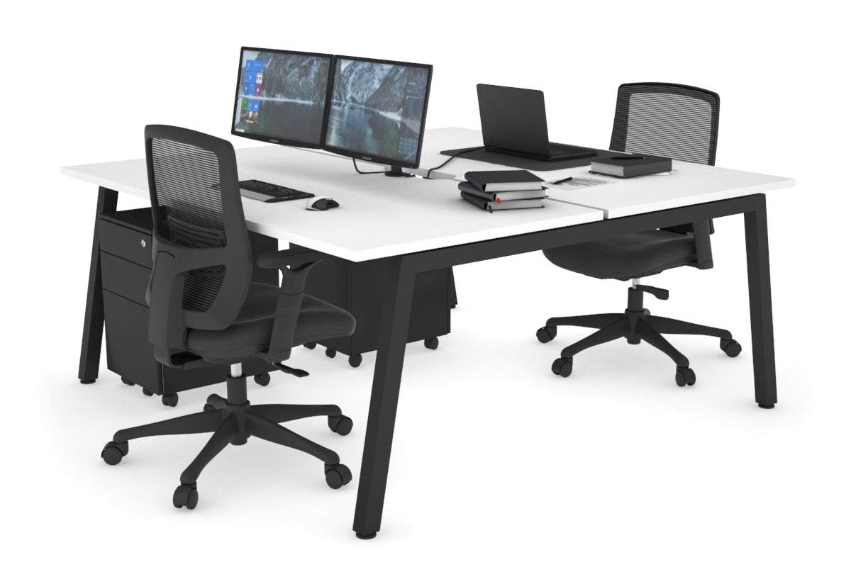 Quadro 2-Person Office Workstation Desk - 1600L x 800W with Cable Management - Perfect for Collaborative Workspaces & Home Offices