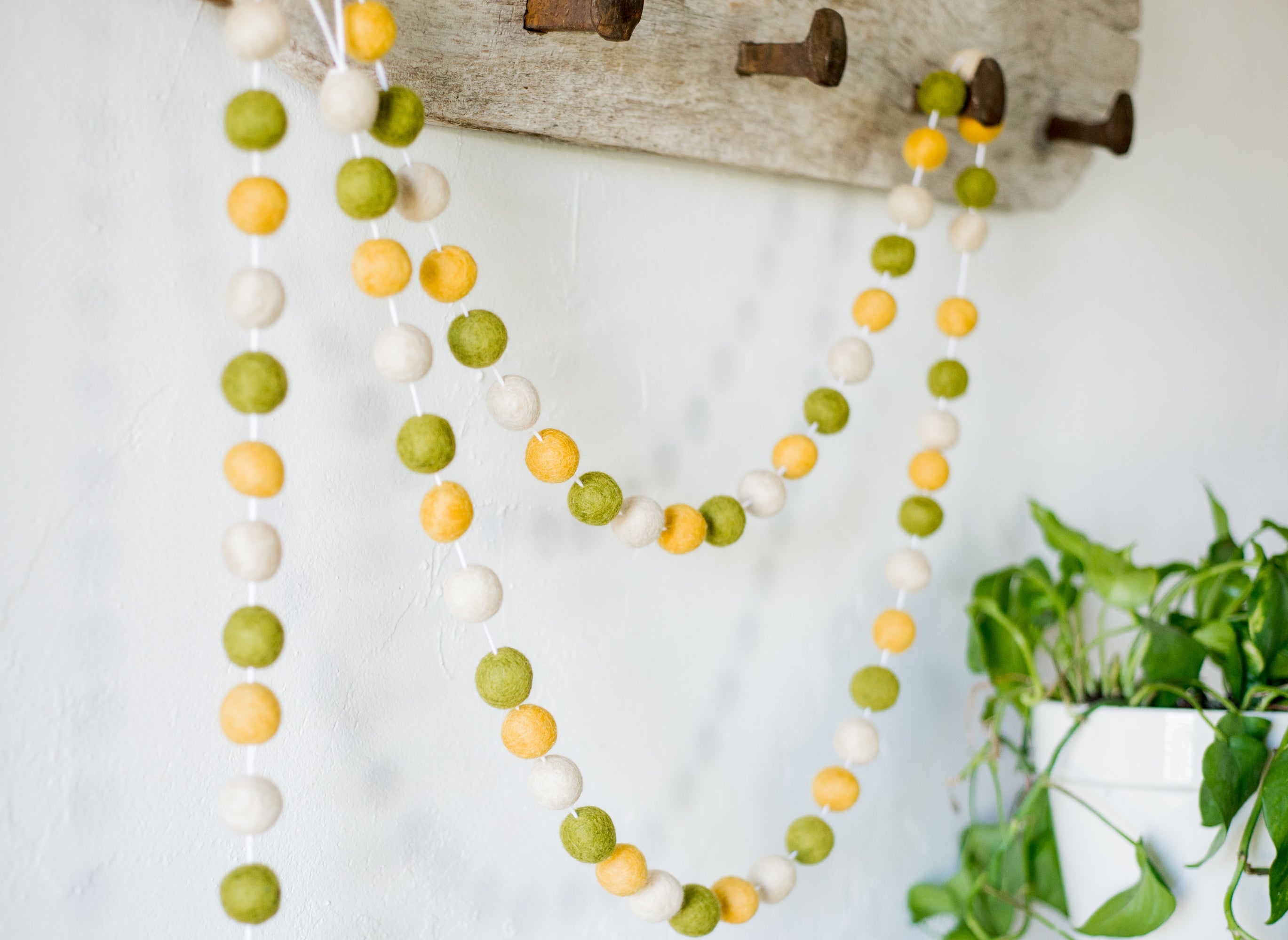Flower Child Felt Ball Garland - Colorful Handmade Wool Decoration for Nursery, Wedding & Boho Home Decor | Perfect for Baby Showers, Birthday Parties & Wall Hangings