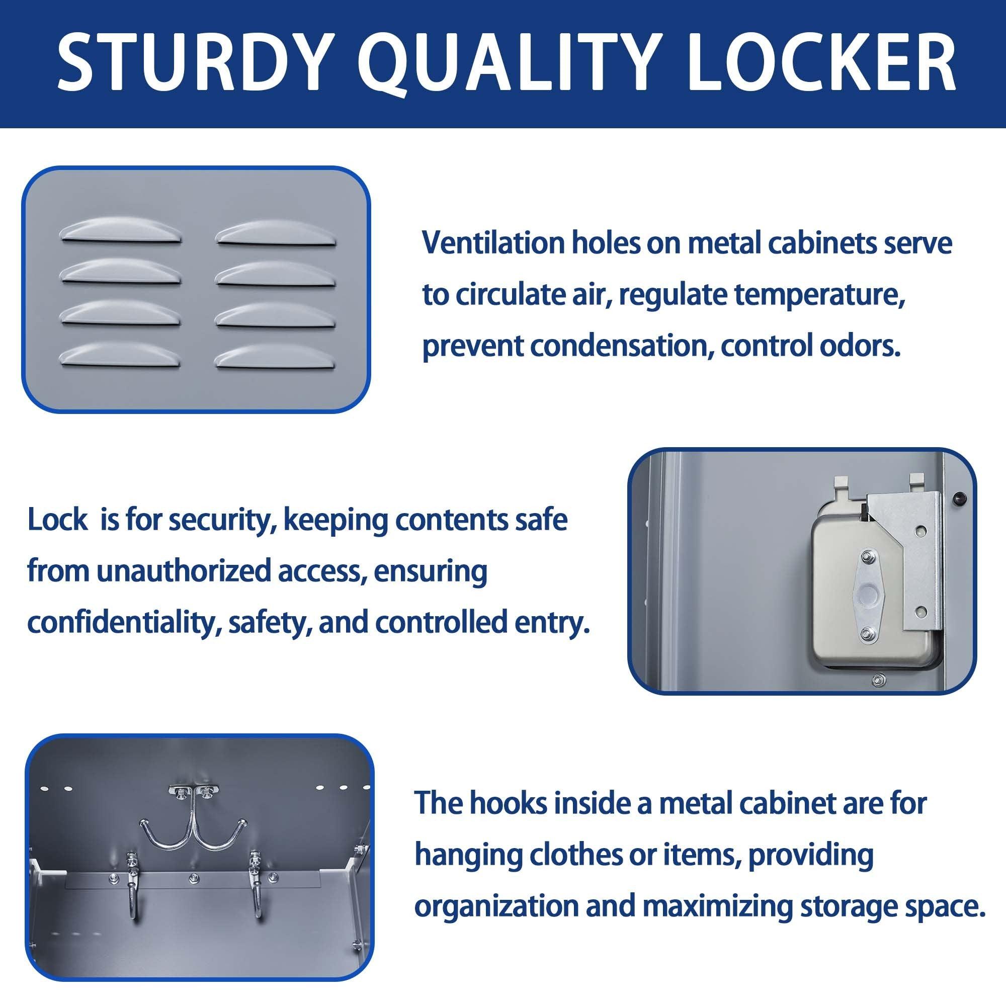 66H Heavy Duty Metal Lockers with Lock - Secure Storage Cabinet for Employees, Home Gym, Office, School & Garage - Durable Gray Steel Locker for Organization & Security