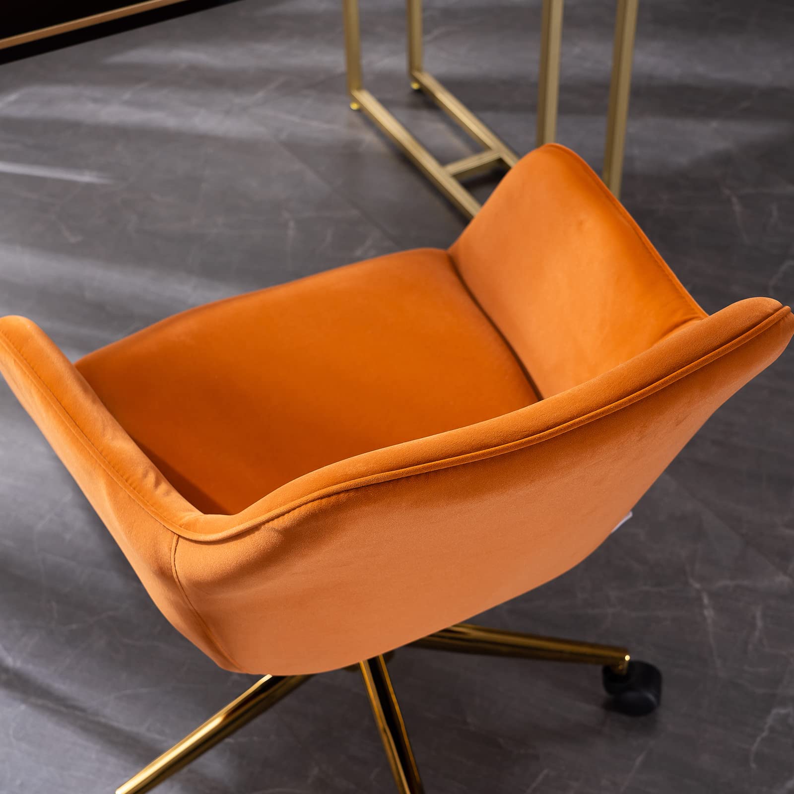 Ergonomic Home Office Chair with Lumbar Support & Adjustable Armrests - 360° Swivel Rolling Mesh Computer Desk Chair for Comfortable Work (Orange) - Perfect for Long Hours of Working, Gaming, and Online Study Sessions