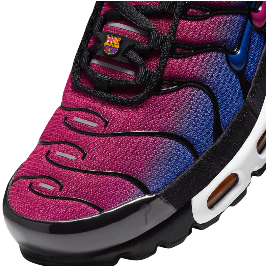 Nike Air Max Plus x Patta x Barcelona FC Culers de Mon Sneakers - Fuchsia/Deep Royal Blue/Black/White - Limited Edition Collaboration - Perfect for Streetwear, Sneaker Collecting & Football Fans