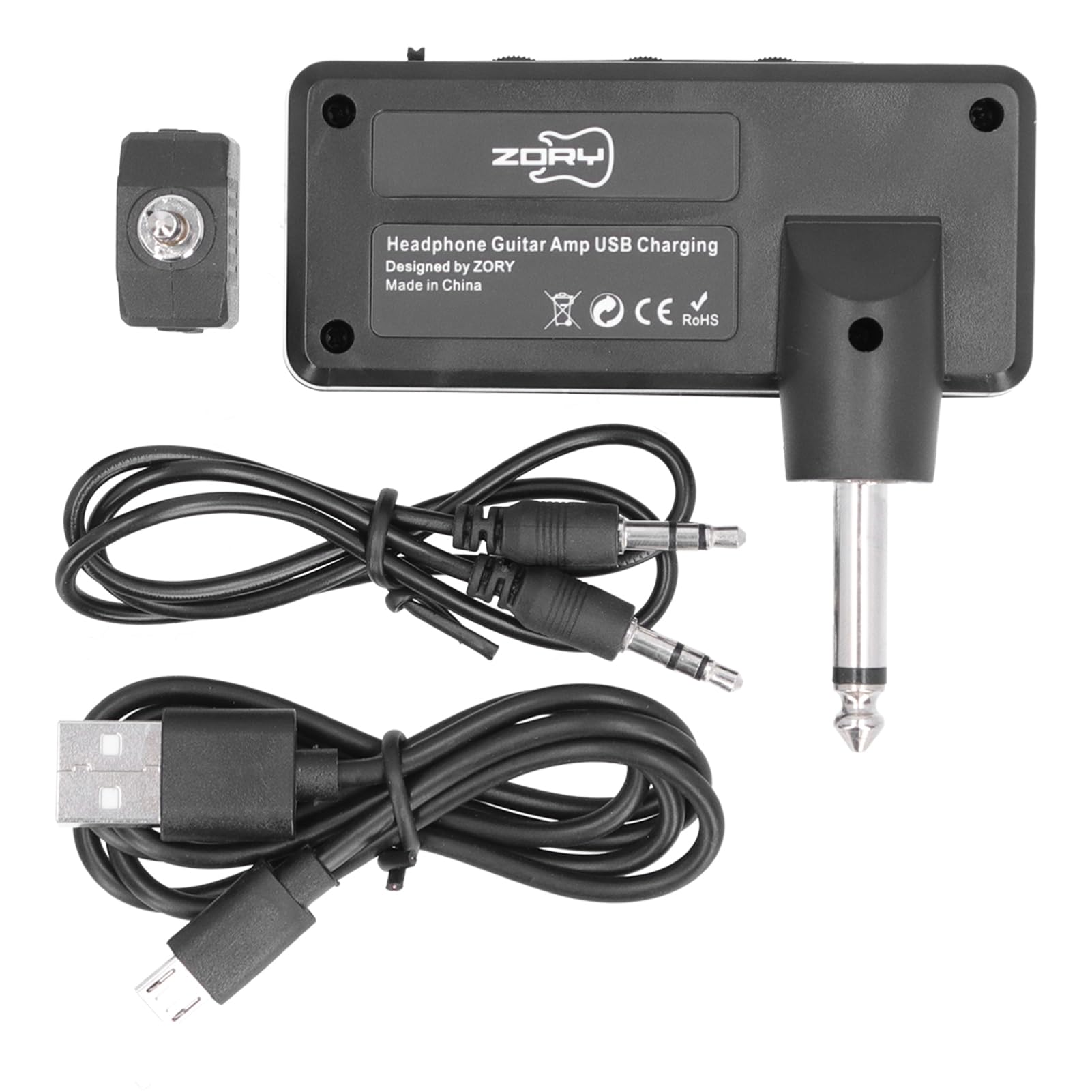 USB Rechargeable Mini Guitar Headphone Amp - Portable Bass Amplifier for Electric Guitar with Audio Cable Adapter | Perfect for Silent Practice, Home Studio & Travel Use