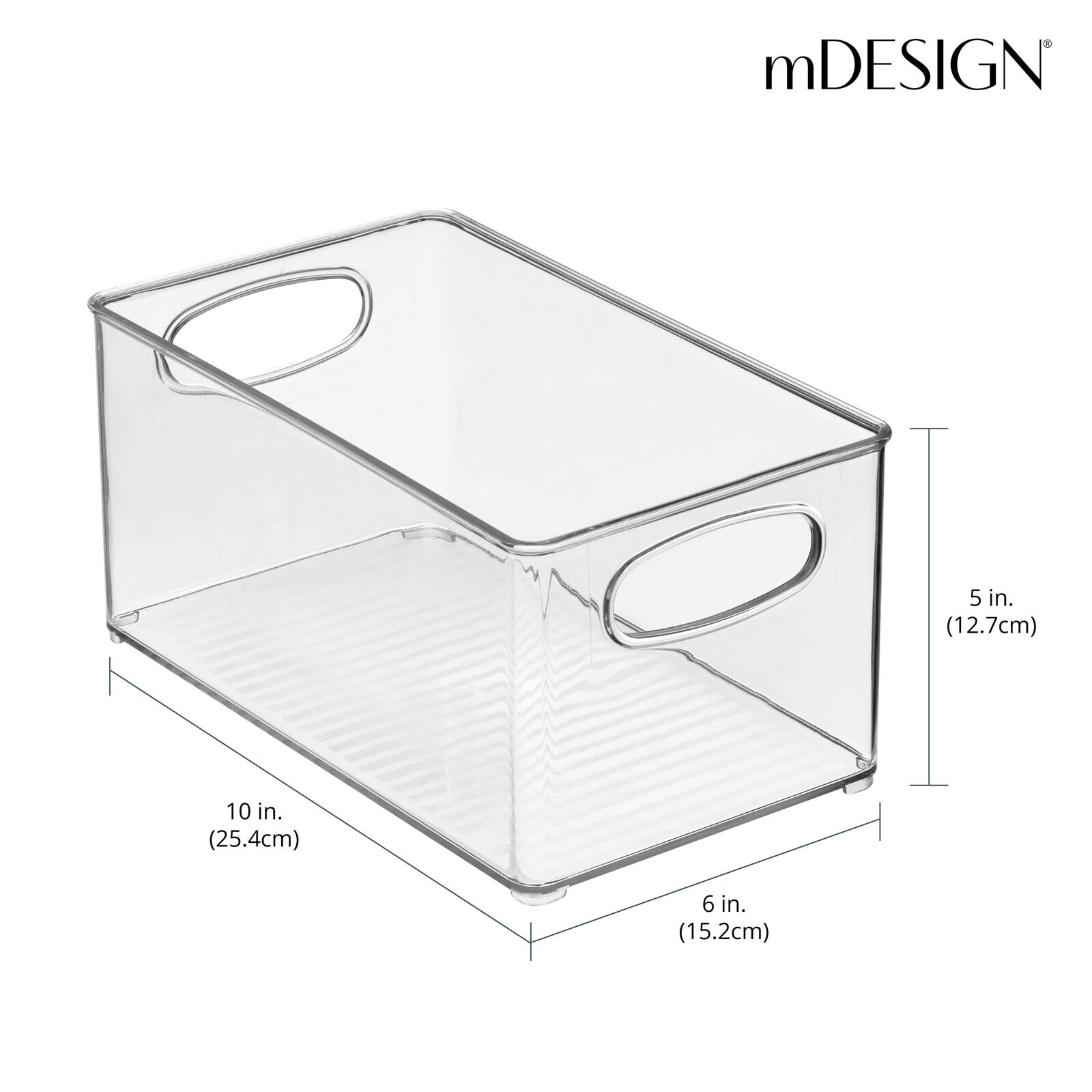 mDesign Plastic Baby Nursery and Food Organizer Bins - 2 Pack Clear Storage Bins with Handles for Closet, Cabinet, Shelves - Perfect for Baby Supplies, Canned Food & Bottles - Ideal for Nursery Organization, Pantry Storage & Home Decluttering