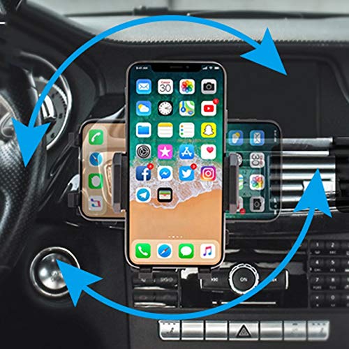 Simpli City Universal Adjustable Car Air Vent Phone Mount Holder - Compatible with iPhone, Samsung, Google Pixel & Most Smartphones - Secure Hands-Free Driving Accessory for GPS Navigation & Music Control (Black)