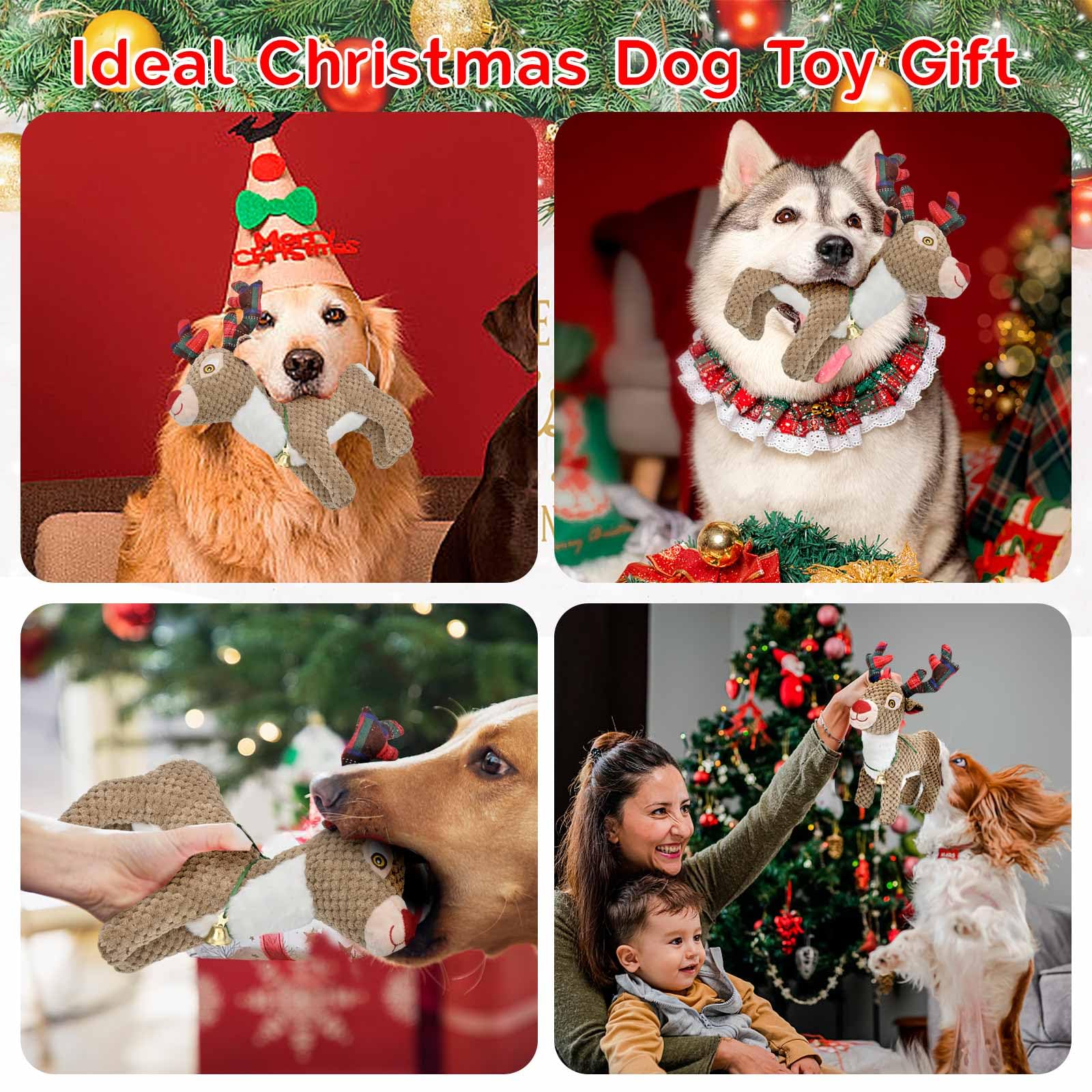 **Durable Christmas Dog Toys for Large, Medium & Small Breeds - Plush Squeaky Stuffed Animals, Interactive Puppy Toys - Perfect for Playtime, Training & Birthday Gifts**    *(Ideal for Holiday Fun, Indoor/Outdoor Play & Dog Training Rewards)*