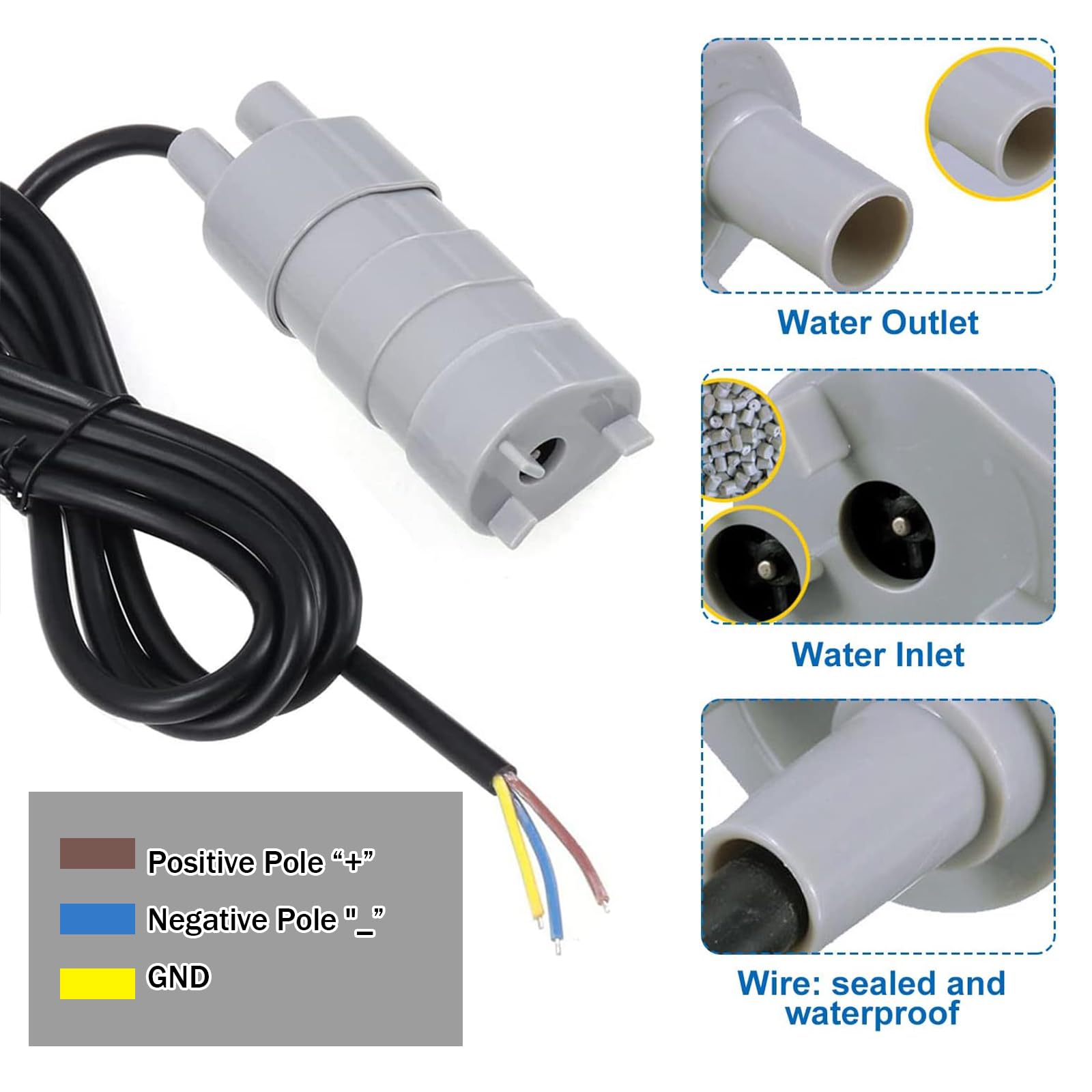 12V Submersible Water Pump 840L/H High Flow for RV, Aquarium, Pond, Water Fountains, Hydroponic Systems - Ideal for Outdoor, Garden & Home Use