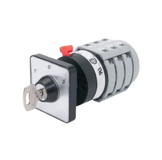 RADWELL A55L-0001-0253-SUB CAM Switch with Off Position, 1-0-2 Key Removal, IP20, 22.5mm Terminals, 16A, Black/Aluminum - Perfect for Industrial Control Panels and Electrical Equipment