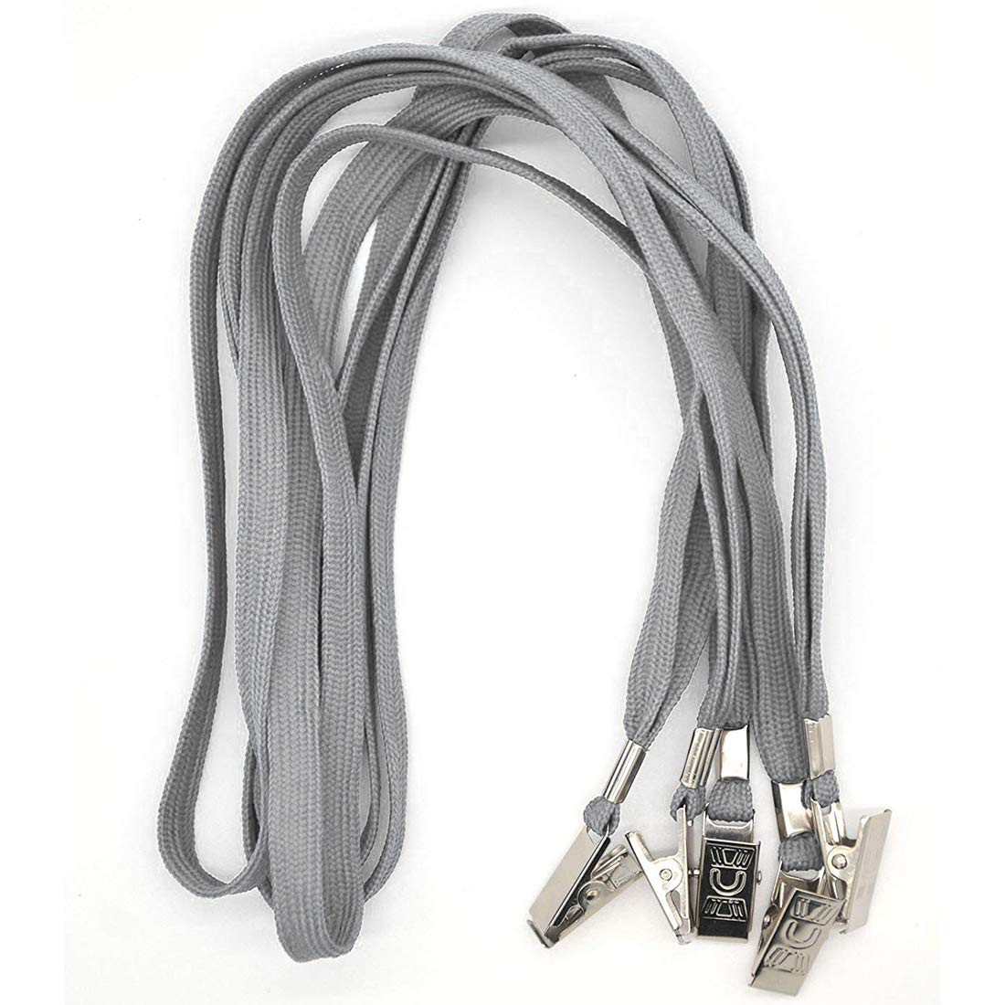 100 Pack Gray Bird Lanyards with Bulldog Clip - Bulk Badge Holder for Events & Work
