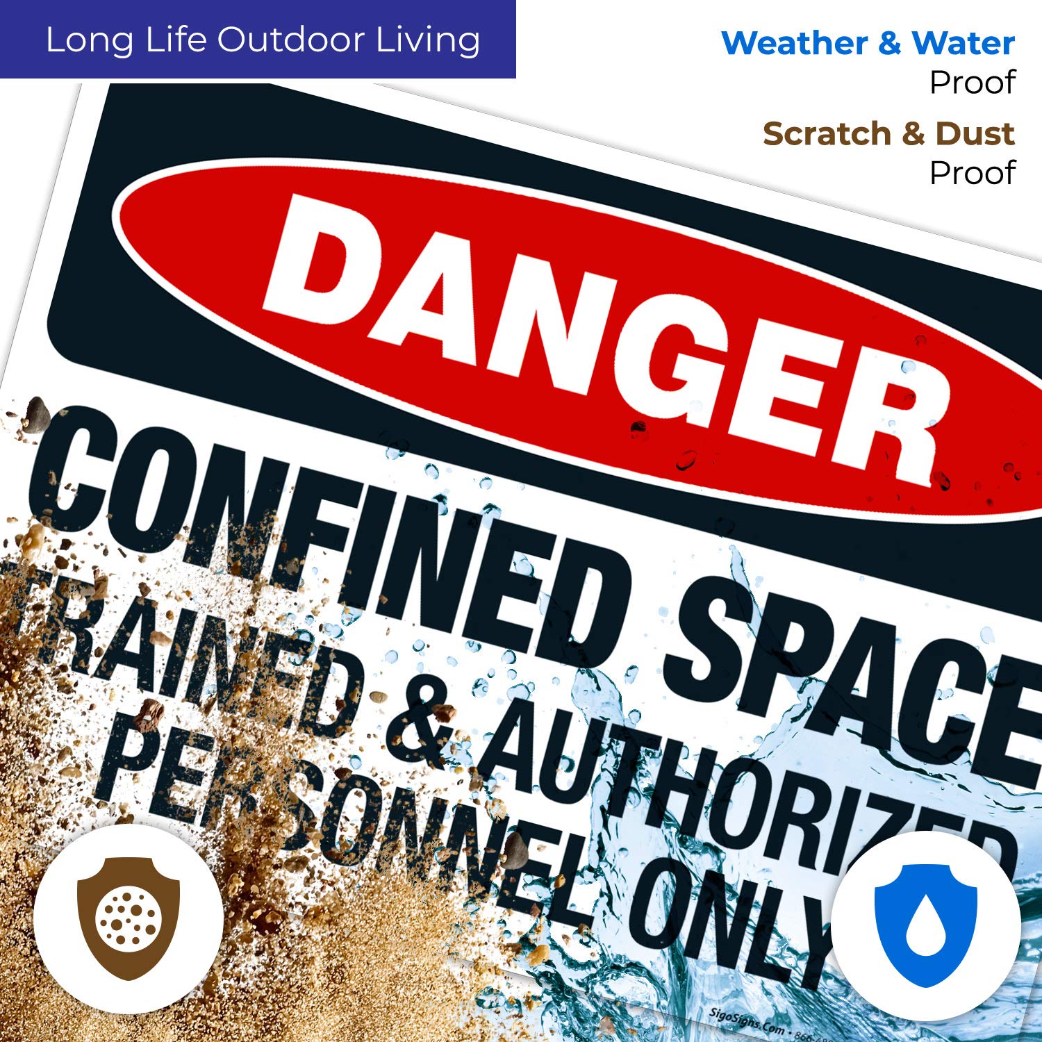 Danger Confined Space Trained & Authorized Personnel Only Sign - OSHA Compliant 10x14 Inch Rust-Free Aluminum Safety Sign - Fade Resistant for Indoor/Outdoor Use - Made in USA - Perfect for Construction Sites, Warehouses & Industrial Areas