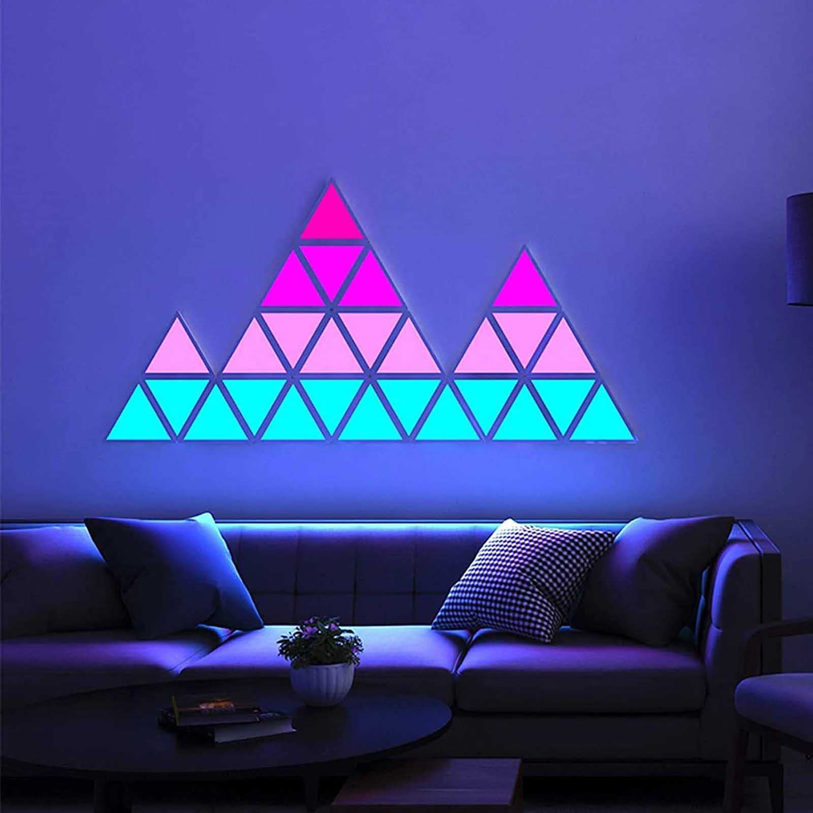 6-Piece RGB Smart LED Triangle Light Panels - Modular Touch-Sensitive Wall Lights for Bedroom, Living Room & Office Decor | Dimmable Color-Changing Ambient Lighting for Parties, Gaming & Home Atmosphere