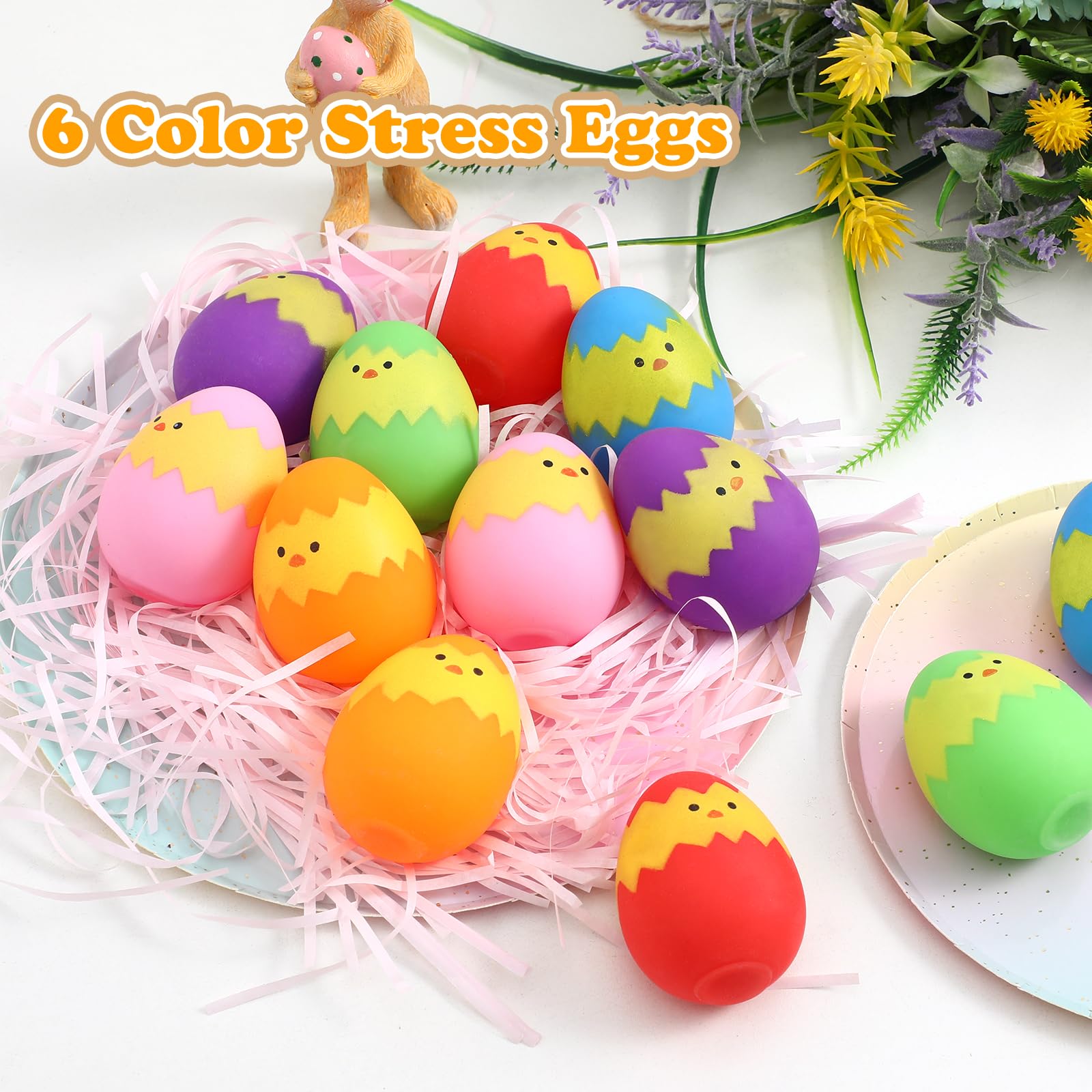 12-Pack Easter Egg Squishy Toys - Sparkling Stress Relief Balls for Kids, Easter Basket Stuffers & Party Favors - Perfect for Easter Egg Hunt, Classroom Rewards, and Sensory Play (Boys & Girls)