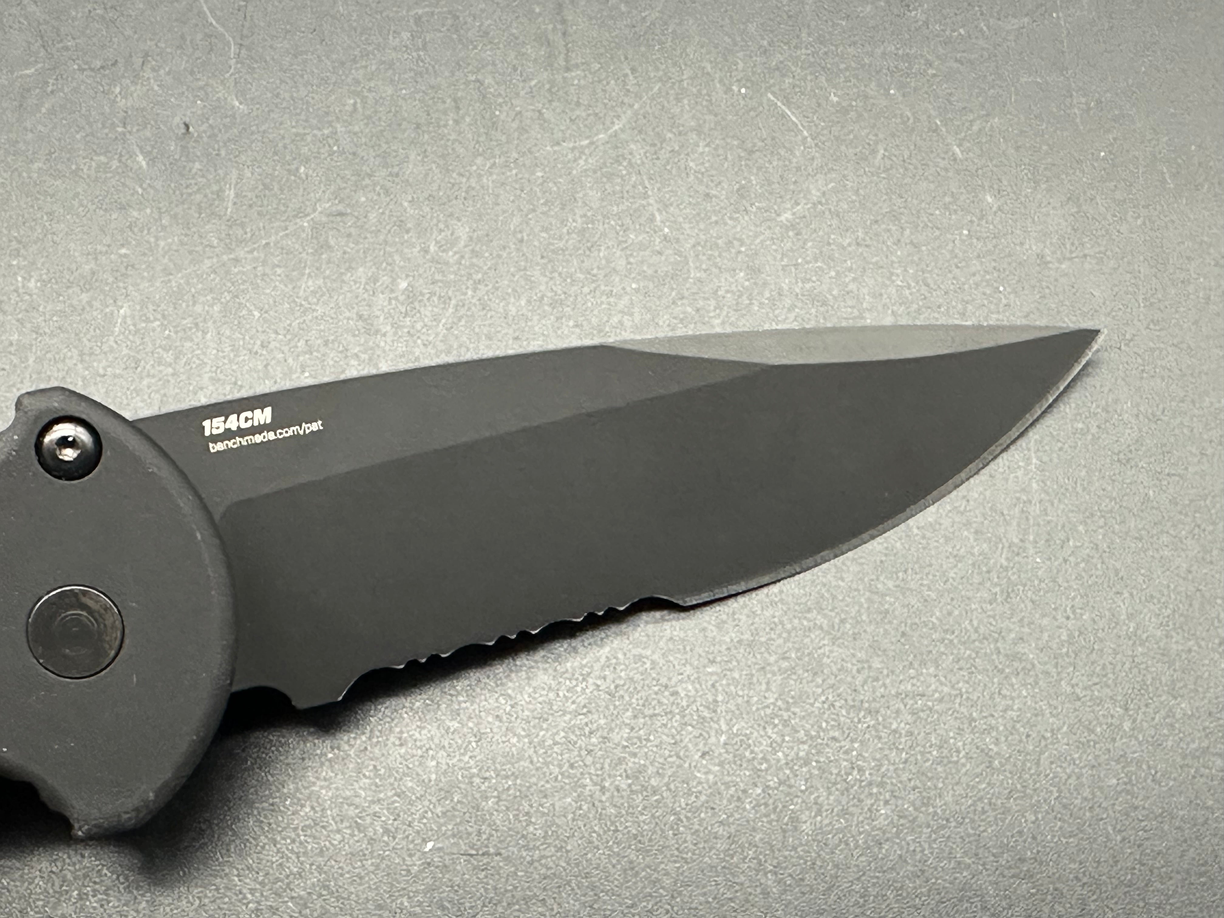 Benchmade 9051 AFO II Tactical Folding Knife - Black Aluminum Handle with 154CM Partially Serrated Blade for Outdoor Survival, Camping & EDC
