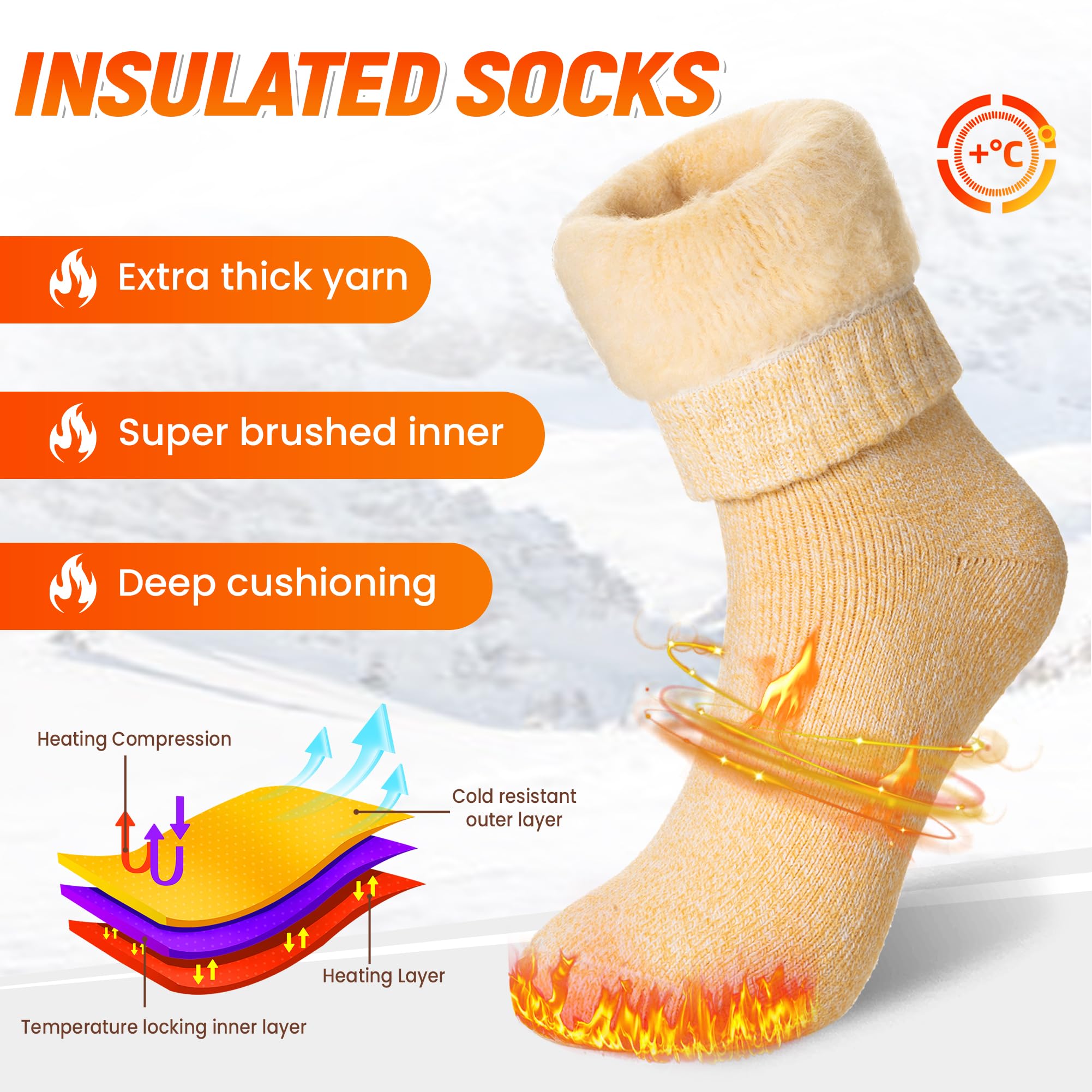 DoSmart Women's Thermal Ski Socks - 3 Pairs for Winter & Cold Weather Hiking