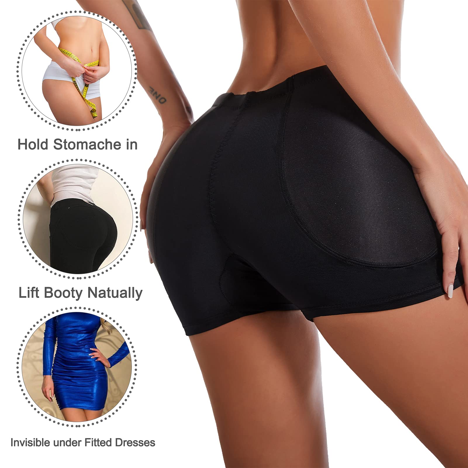FEOYA Women's Seamless Shapewear Panties with Removable Pads - Butt Lifter & Hip Enhancer Underwear Shaper Shorts for Tummy Control (XS-3XL) - Perfect for Body Shaping, Special Occasions & Everyday Wear