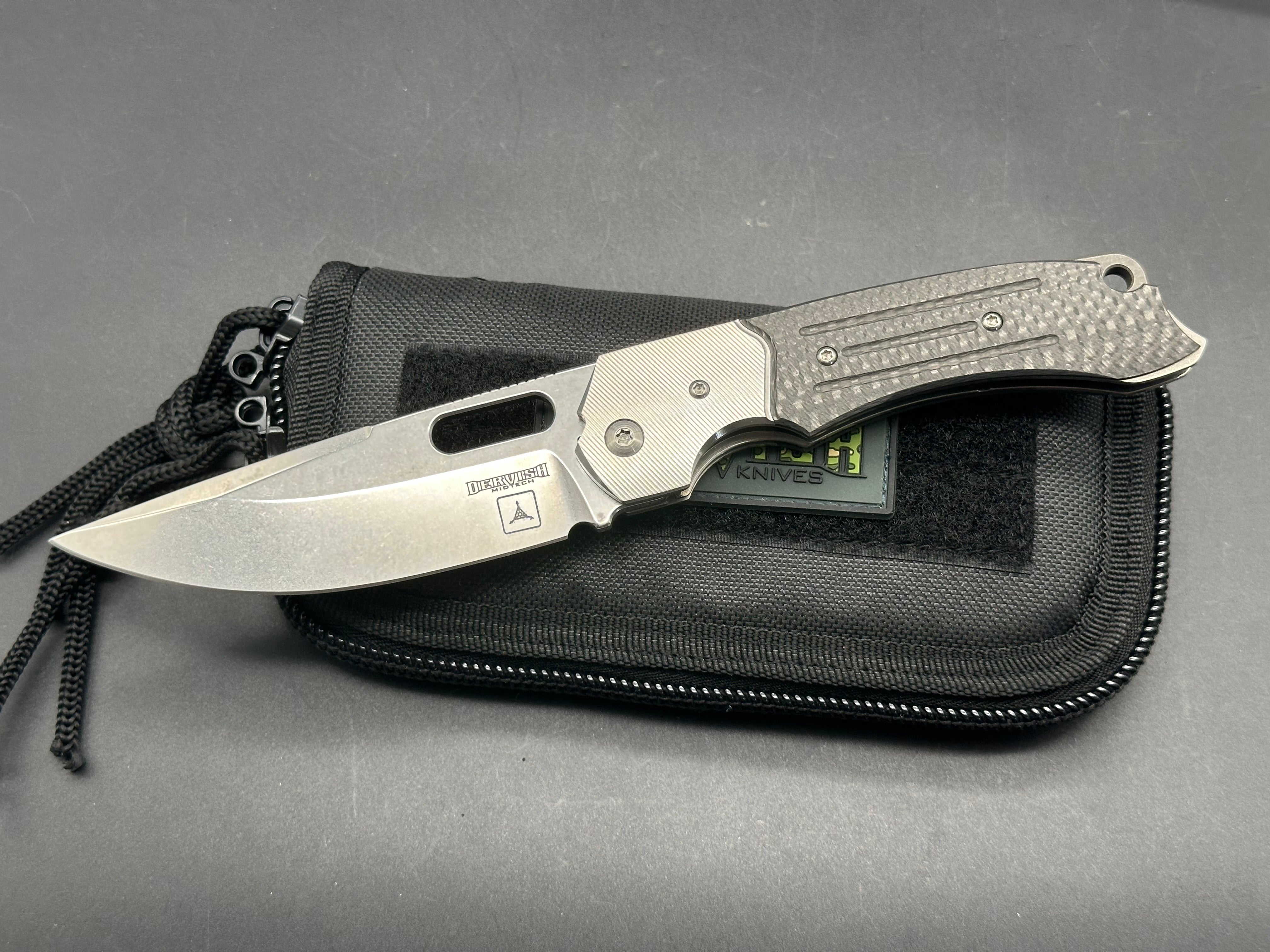 Dervish Navajo Bolstered Carbon Fiber TAD Edition - Lightweight & Durable Tactical Knife for Outdoor Adventures, Camping, and Survival Gear